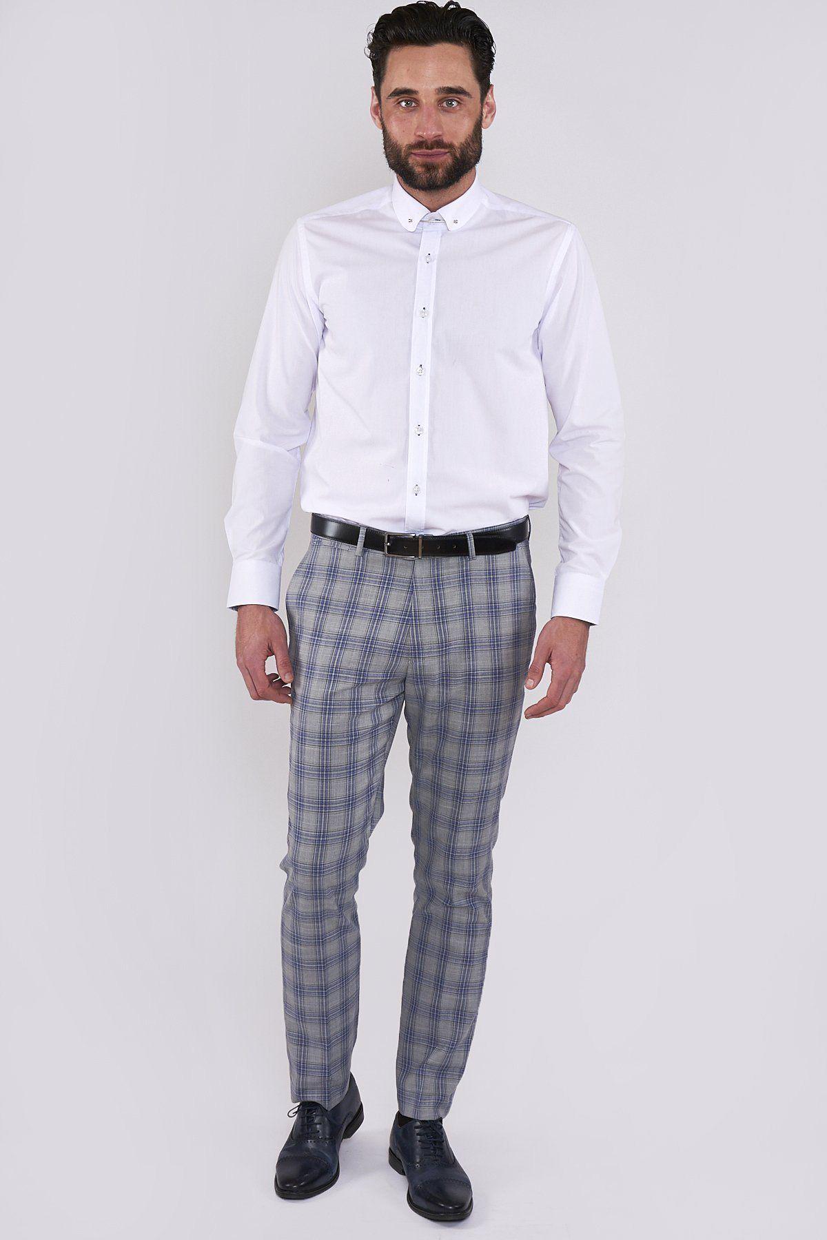 BENSON White Penny Collar Shirt with Collar Bar - Classic Men's Dress Shirt for Business, Wedding & Formal Occasions