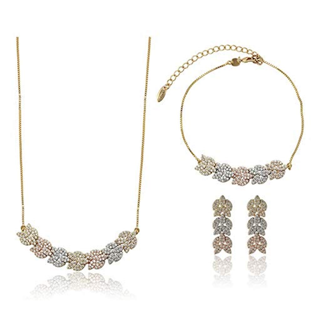 18k Gold Plated Copper CZ Pendant Earrings Set for Women | Elegant Cubic Zirconia Jewelry | Perfect for Parties, Weddings & Special Occasions