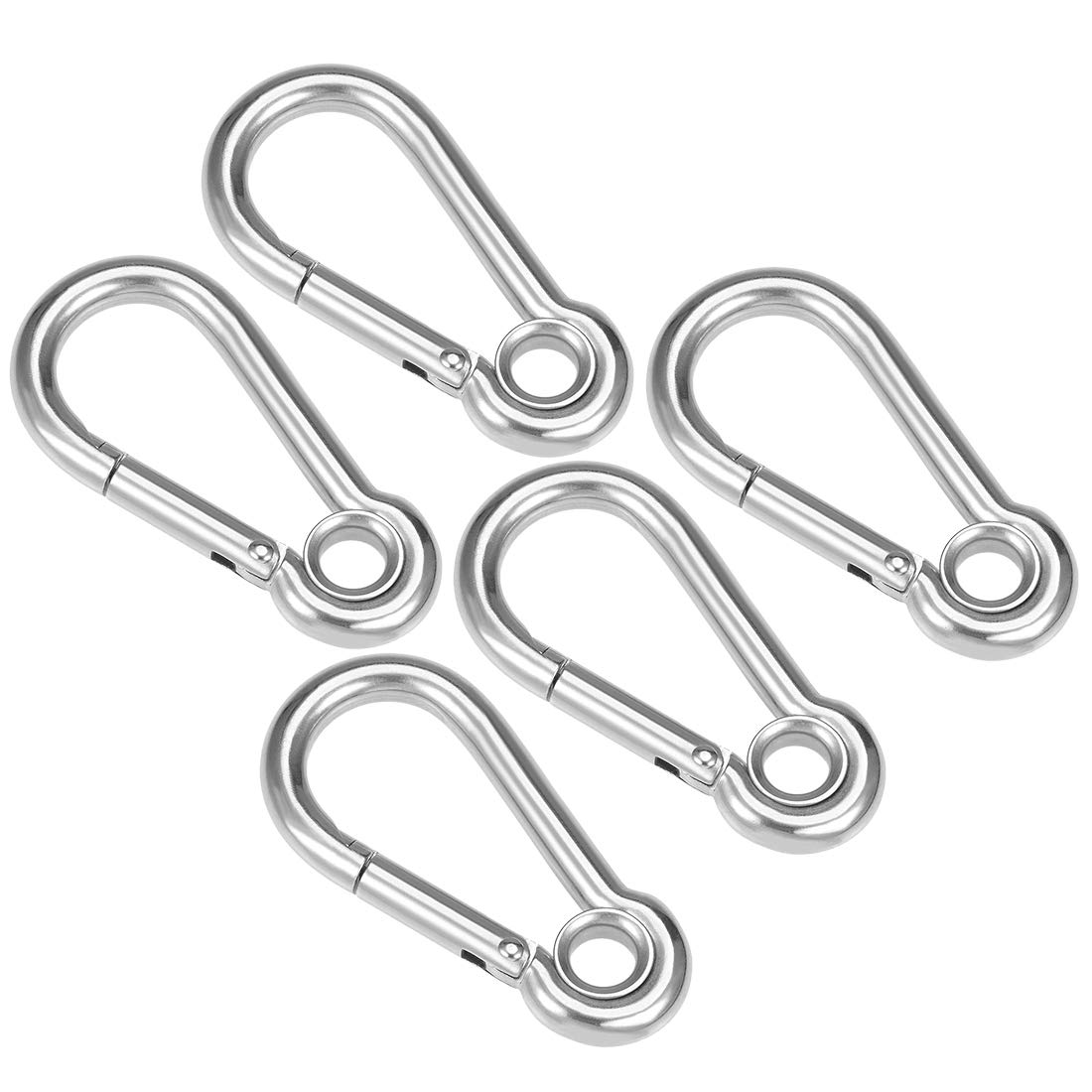 Stainless Steel Carabiner Hook 5Pcs - Durable 304 Spring Clip for Keys & Outdoor Gear