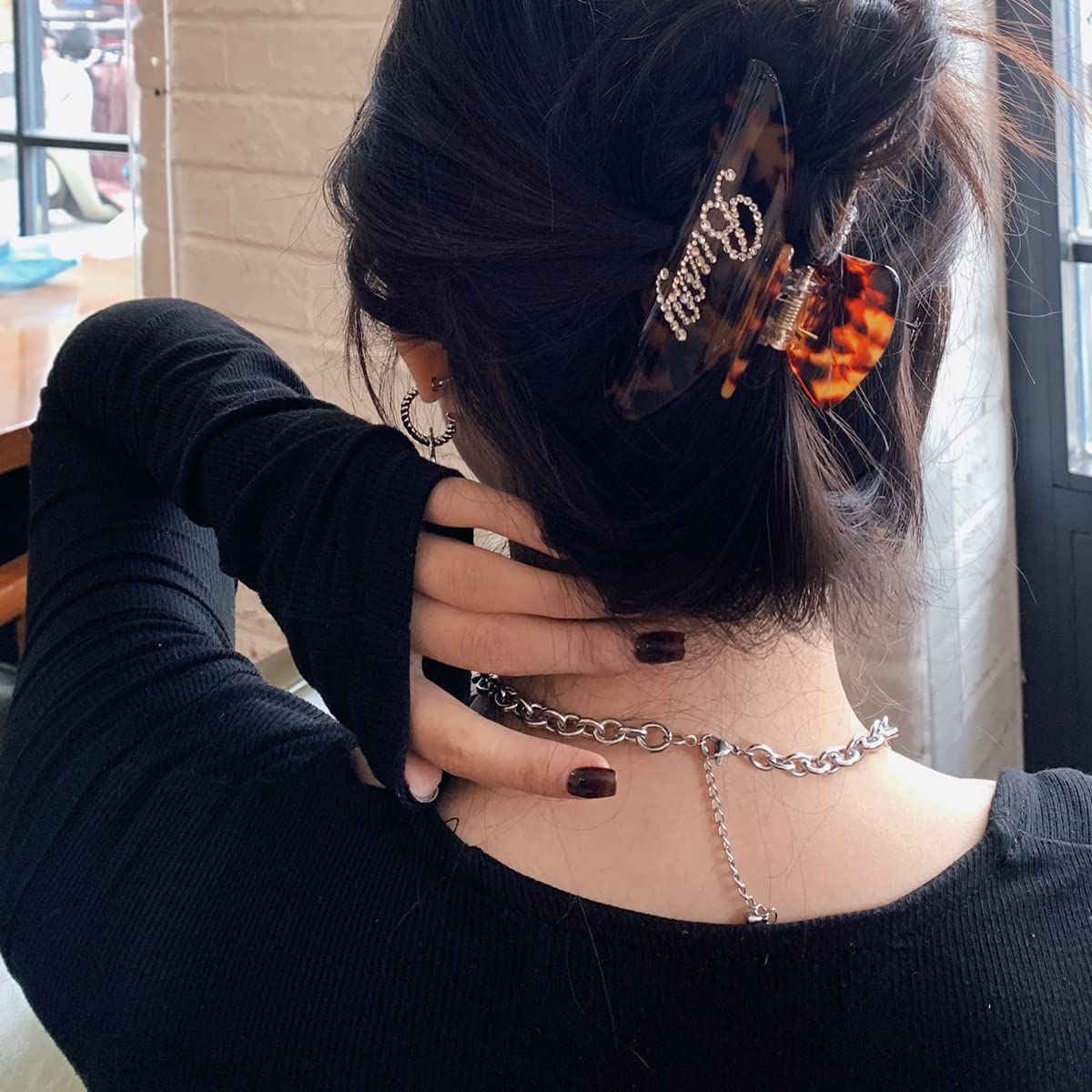 Personalized Rhinestone Name Claw Hair Clip for Women - Tortoiseshell French Banana Jaw Clip, Custom Hair Accessories for Women & Girls | Perfect for Parties, Weddings & Everyday Styling