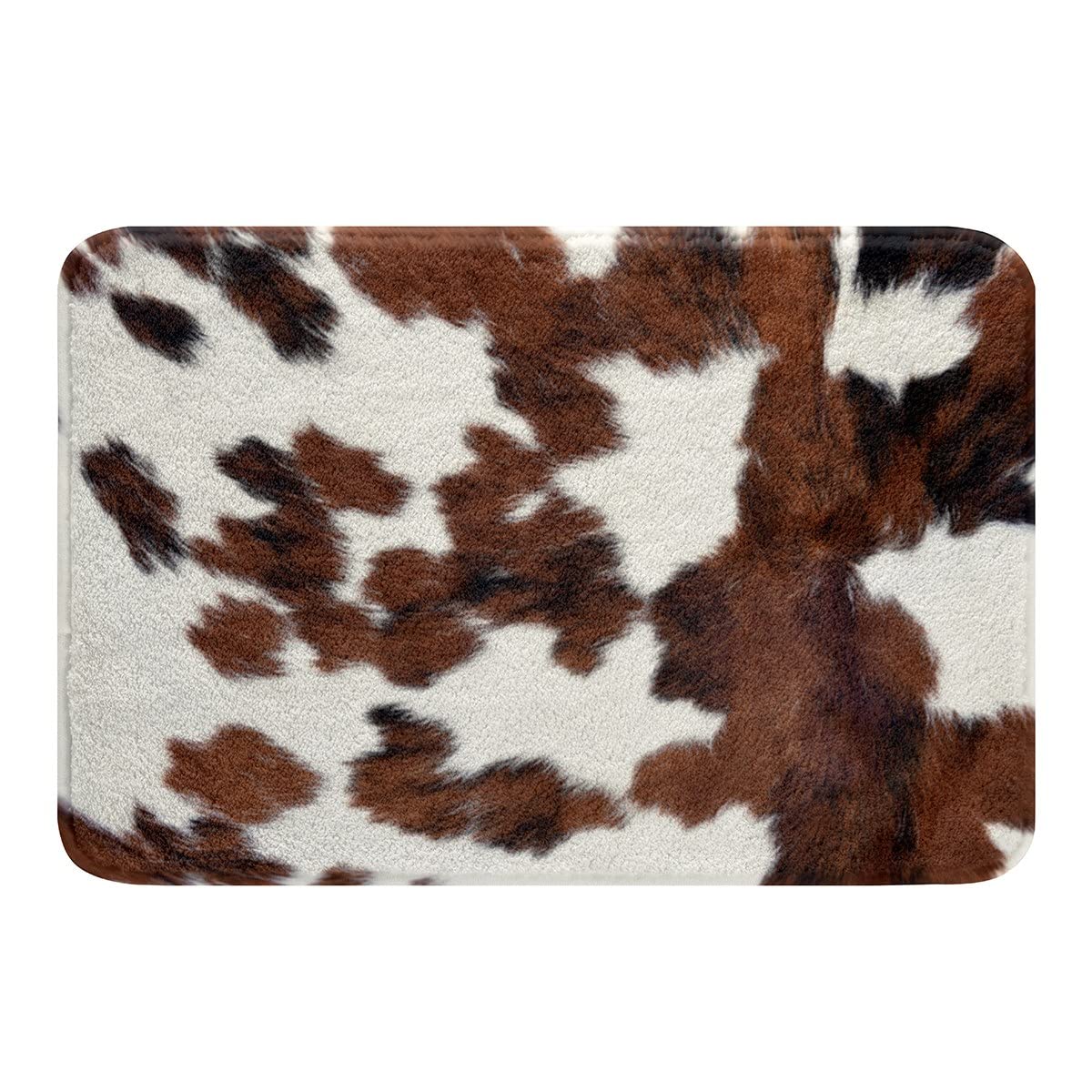 Erosebridal Faux Cowhide Rug - Brown Cow Print Non-Slip Bath Mat for Kids, Teens & Adults | Western Cowboy Decor for Bedroom, Bathroom & Entryway | 16