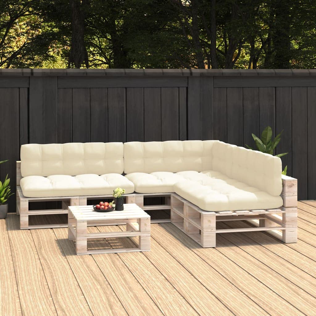 FAMIROSA 7-Piece Pallet Sofa Cushion Set - Soft Seat, Back & Side Cushions for Outdoor & Indoor Furniture - Cream Color - Perfect for Garden, Patio, Deck, and Living Room Comfort