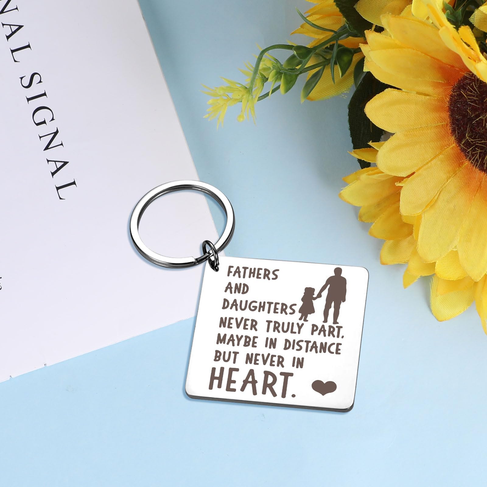 Personalized Stainless Steel Keychain for Dad - Father's Day Gift from Daughter or Son, Engraved Birthday Present for Daddy - Perfect for Keys, Wallets & Everyday Carry
