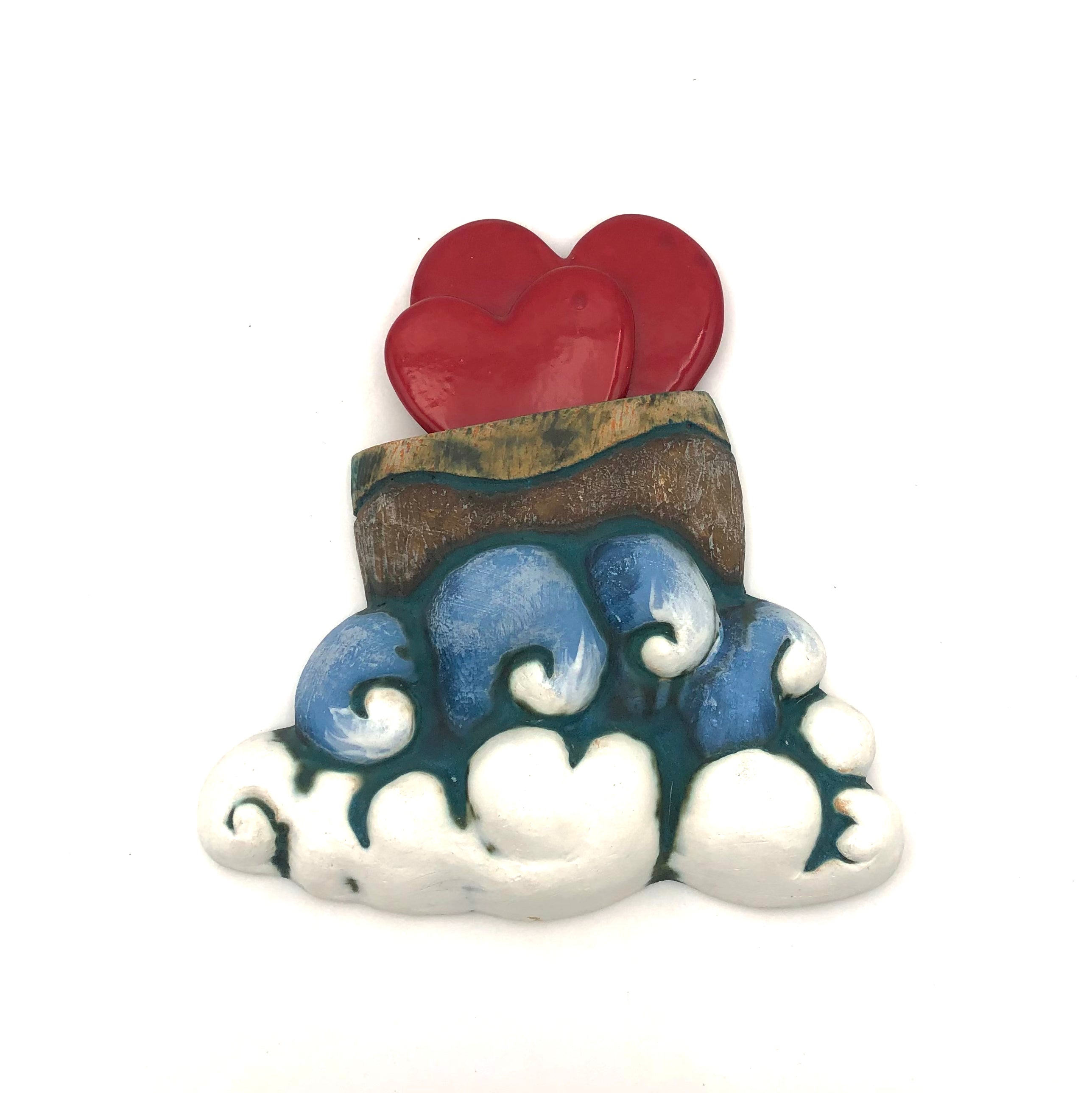Cathy Broski Ceramic Wall Art - Nautical Boat on Waves Design - Handcrafted Home Decor for Living Room, Bedroom, or Office