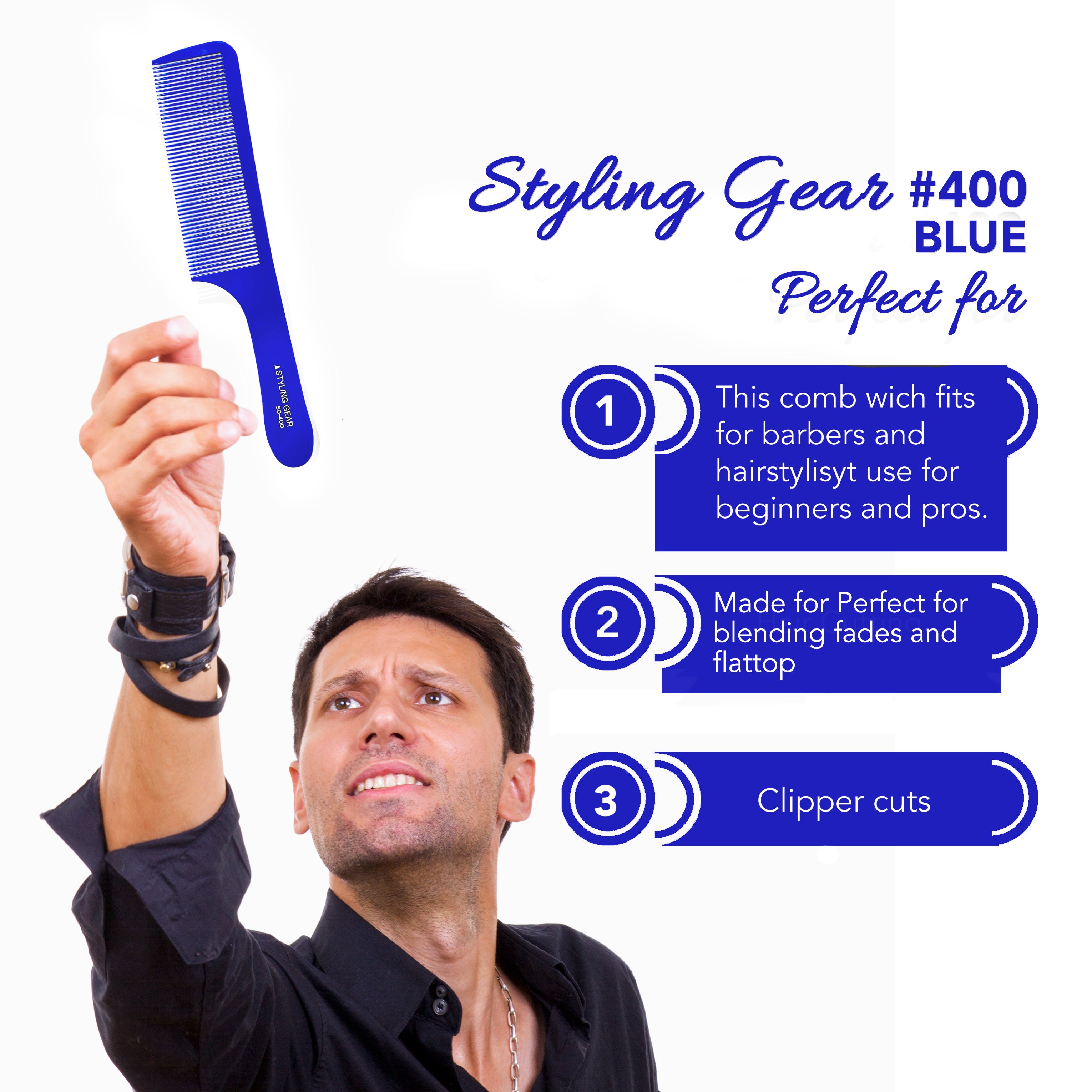 Professional Barber Combs for Clipper Cutting, Styling & Blending Fades - 2 Pack | Durable Hair Cutting Tools for Salon & Home Use | Perfect for Men's Grooming, Fade Haircuts & Styling