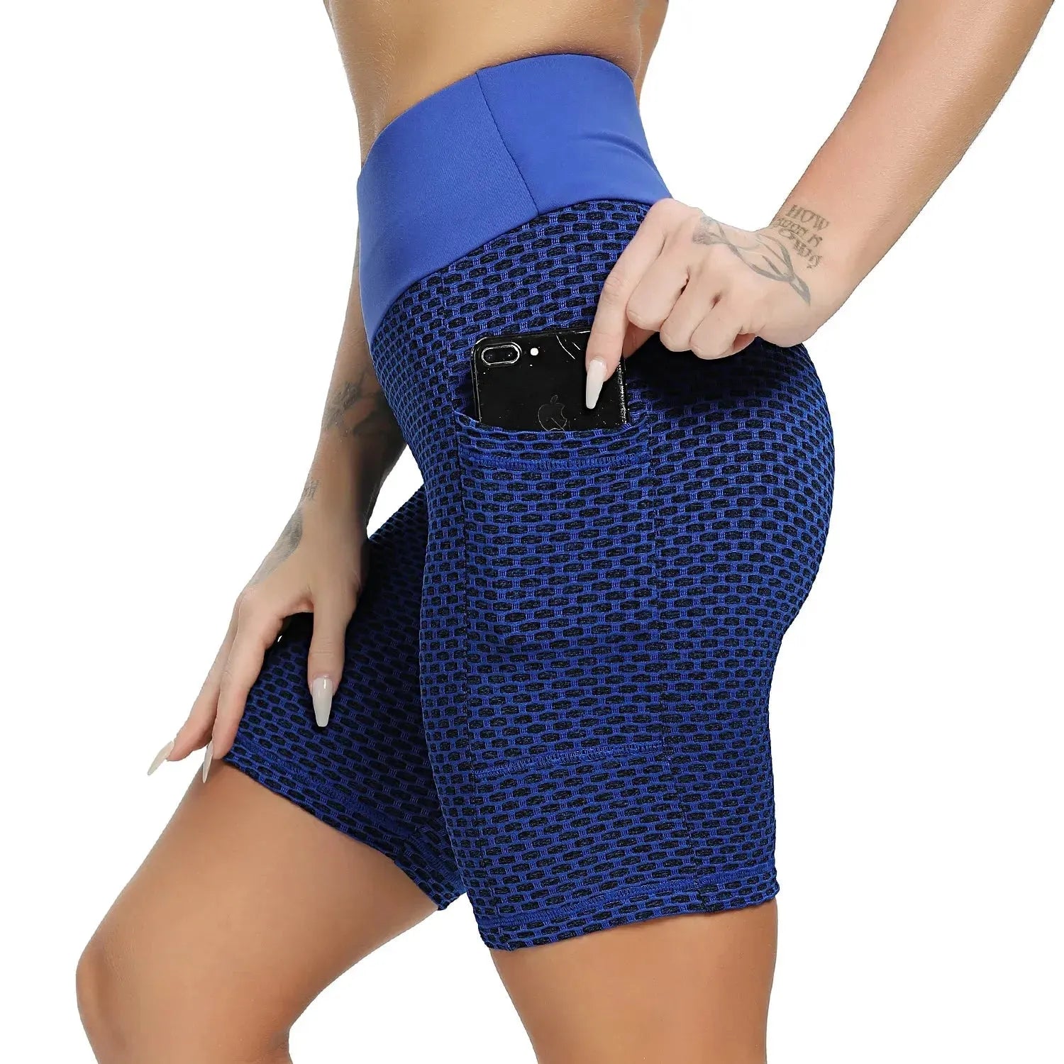 High Waist Seamless Yoga Shorts for Women - Tummy Control Workout Shorts with Pockets, Elastic Running & Gym Shorts - Perfect for Yoga, Fitness, Running & Lounge Wear