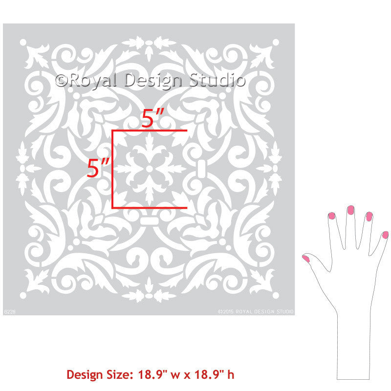 Anastasia Damask Tile Wall Stencil - DIY Home Decor, Moroccan Pattern for Walls, Floors, and Furniture - Perfect for Bedrooms, Bathrooms, and Living Spaces