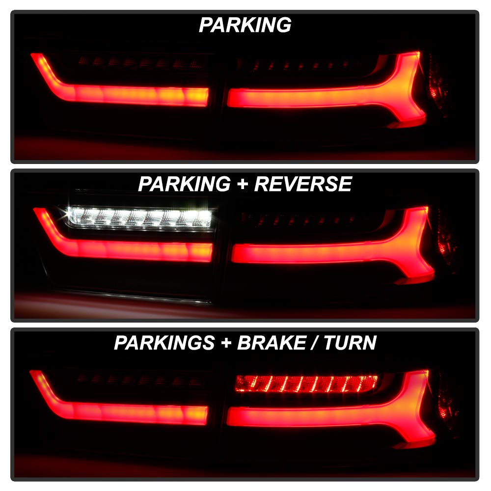 ACANII Black Housing Full LED Tube Rear Tail Lights Brake Lamps Assembly for 2004-2008 Acura TSX - Driver & Passenger Side - Enhance Night Visibility & Style
