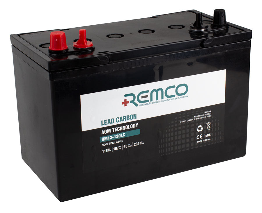 12V 120Ah Deep Cycle Lead Carbon Battery for Solar Power, RV, Marine & Off-Grid Applications - Long Lasting Rechargeable Energy Storage