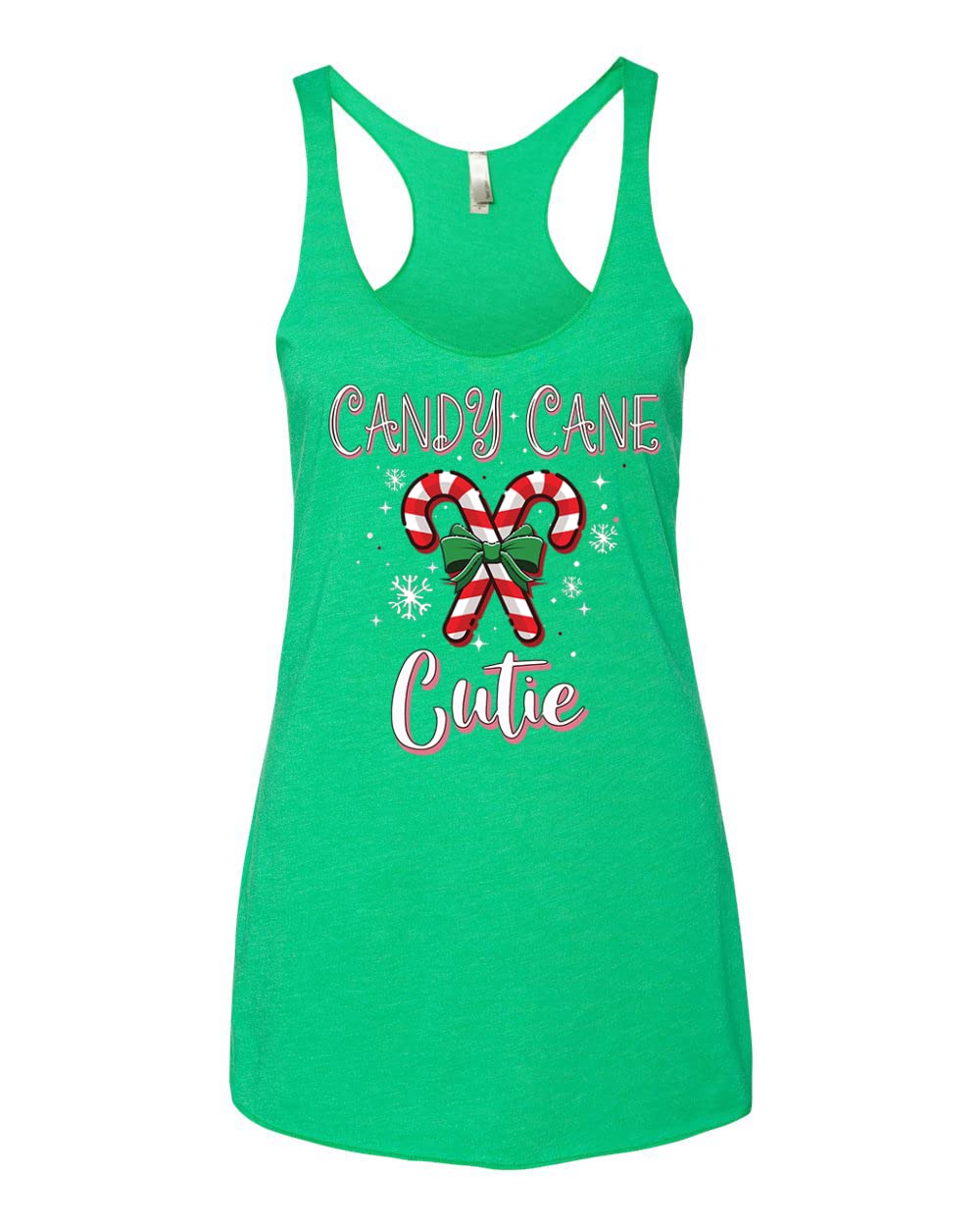 Candy Cane Christmas Racerback Tank Top for Women - Soft Tri-Blend Fabric - Holiday Party & Gift Exchange Outfit