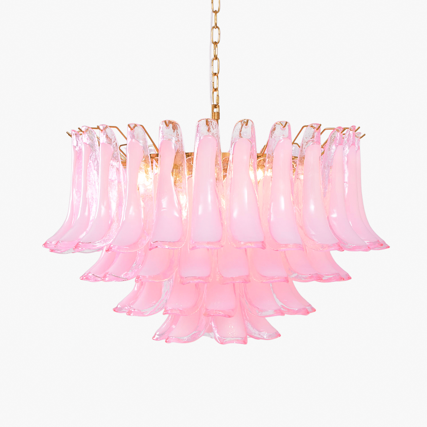 Elegant Fiora Pink Glass Chandelier - Crystal Ceiling Light Fixture for Dining Room, Bedroom & Living Room Decor | Vintage Modern Lighting for Home & Wedding