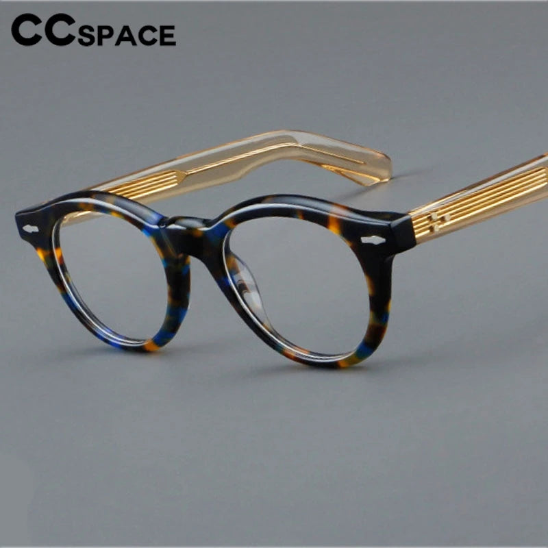 CCspace Women's Full Rim Round Thick Acetate Eyeglasses Frame - Fashionable Retro Cat Eye Glasses for Women, Lightweight & Durable, Perfect for Reading, Working, and Daily Wear