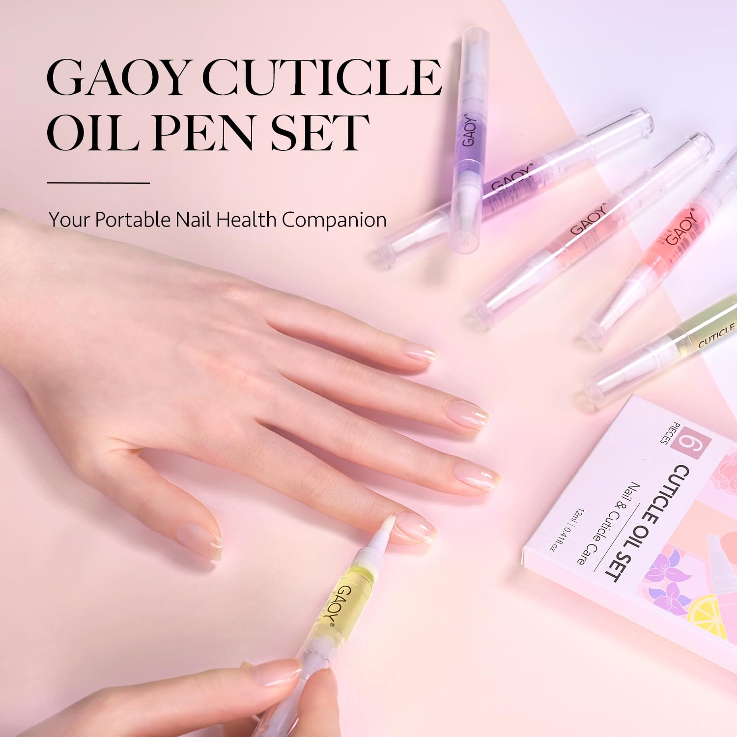 GAOY 6Pcs Cuticle Oil Pen Set with Vitamin E - Professional Manicure & Pedicure Kit for Nail Growth, Repair & Revitalization - Perfect for Home Nail Care, Salon Treatments & DIY Nail Maintenance