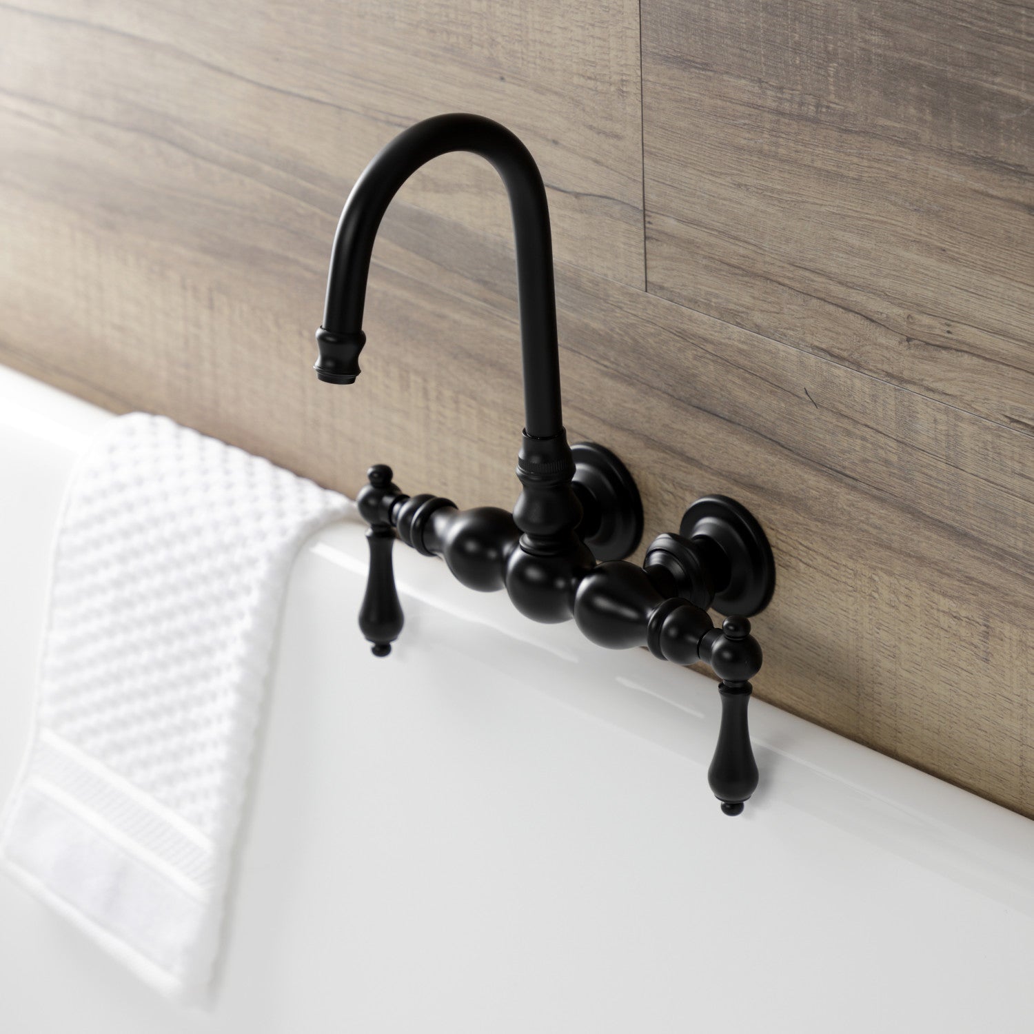Vintage Matte Black Clawfoot Tub Faucet - Two Handle Wall Mount Bathroom Fixture for Antique & Modern Bathrooms | Perfect for Classic Clawfoot Tubs and Freestanding Bathtubs