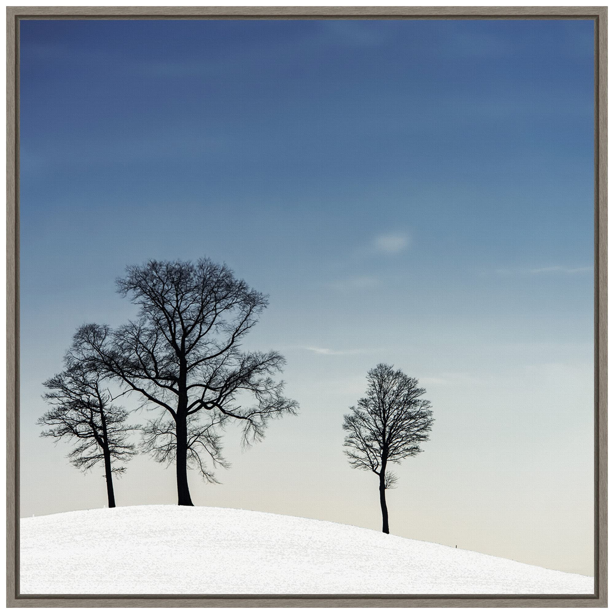 Amanti Art Framed Canvas Wall Art Print - Winter Haiku by Piet Flour, 22x22 Inches, Sylvie Greywash Frame - Modern Home Decor for Living Room, Bedroom & Office