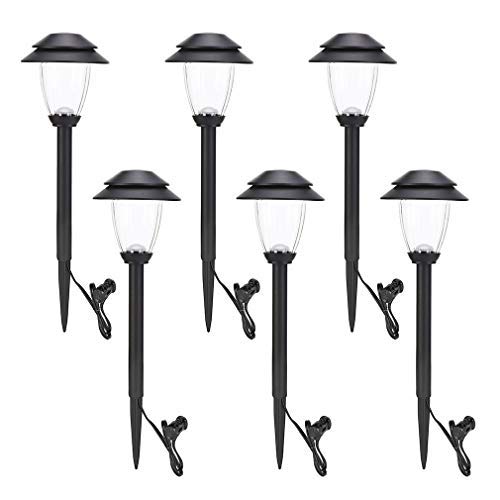 HECARIM 6 Pack Solar Pathway Lights - Waterproof Outdoor Landscape Lighting, Super Bright LED Garden Lights for Walkway Driveway Yard, Energy-Saving 5V Weatherproof Stake Lights (Dusk to Dawn Auto On/Off) - Perfect for Garden, Patio, Lawn, and Backyard Decor