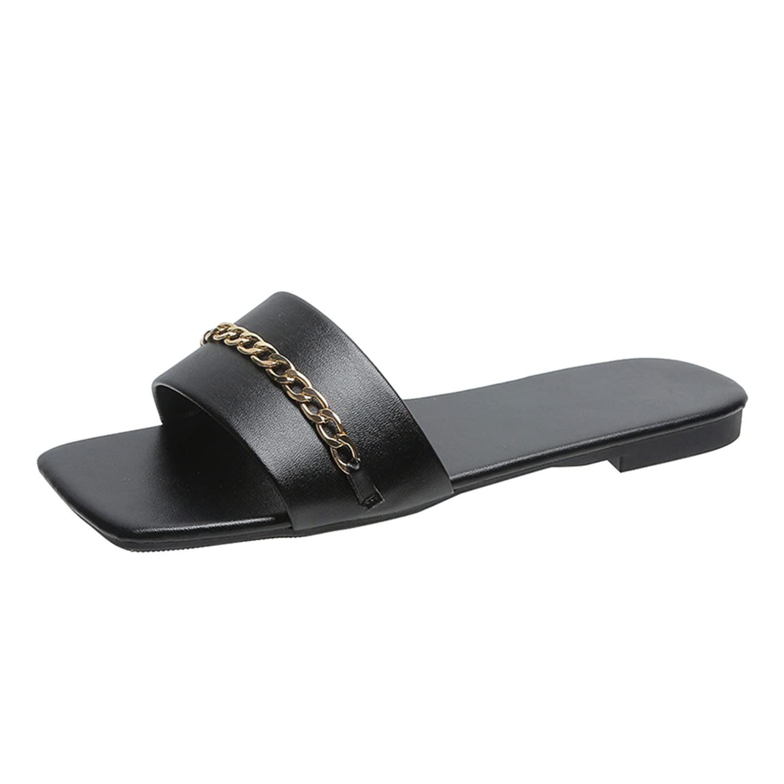 Women's Black Dress Sandals with Low Heel & Comfortable Chain Design - Perfect for Weddings, Parties & Summer Outfits