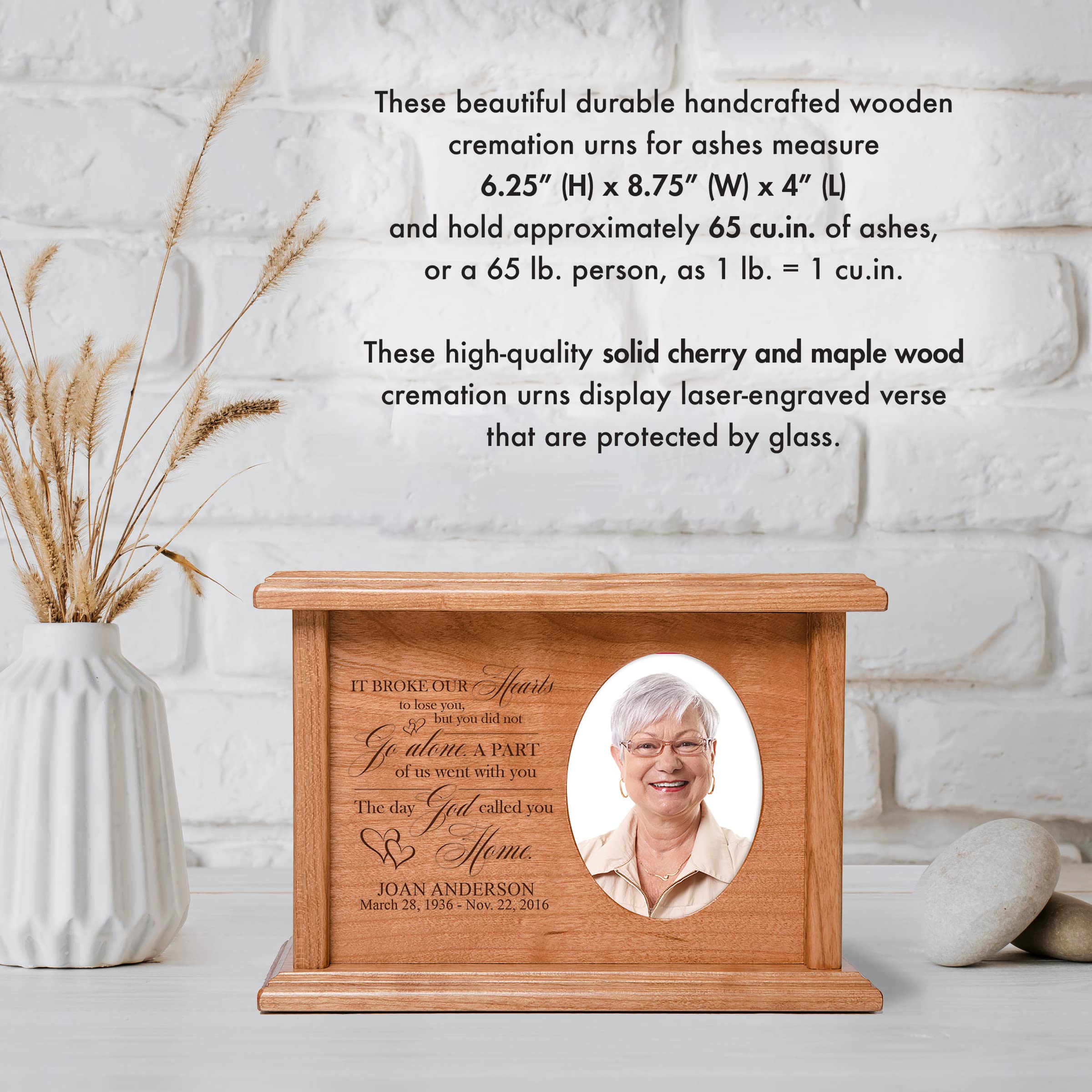 Lifesong Milestones Photo Urns for Human Ashes - Small Wooden Keepsake Urn Box for Adults, Men & Women - Personalized Memorial Gifts with Picture Frame - Perfect for Funeral, Cremation Ashes Storage & Wall Display
