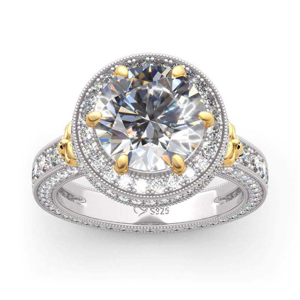Jeulia 6.5 Carat Sterling Silver Two-Tone Skull Ring for Women - Ruby & Diamond Halo Engagement Ring, Anniversary Promise Ring - Perfect for Gothic Fashion, Date Nights & Special Occasions - Comes with Jewelry Gift Box