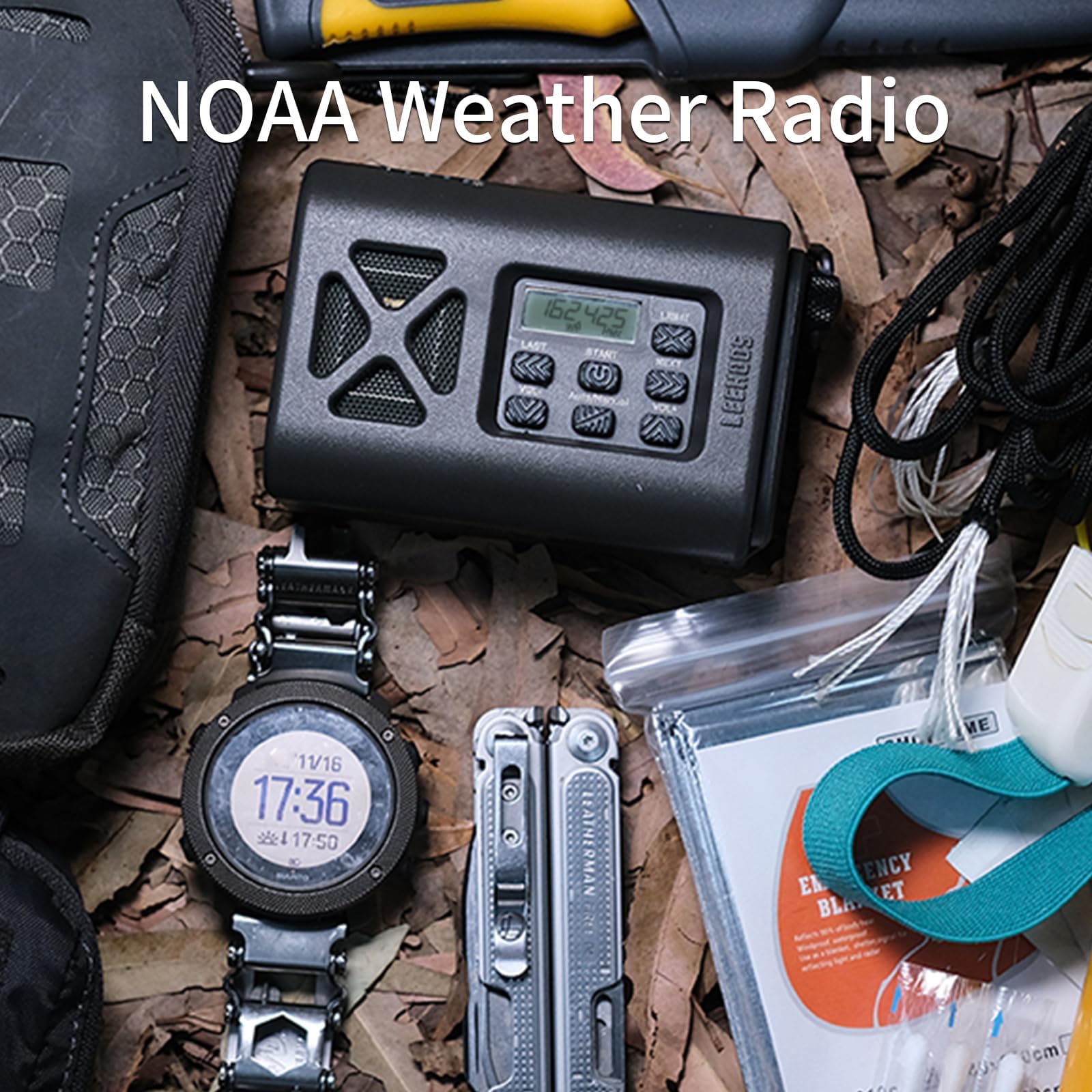 Leehoos Emergency Crank Weather Radio - NOAA/AM/FM Portable Solar Radio with 3000mAh Power Bank, USB & Hand Crank Charging, SOS Alarm, Flashlight & Reading Lamp - Perfect for Camping, Hiking and Power Outages