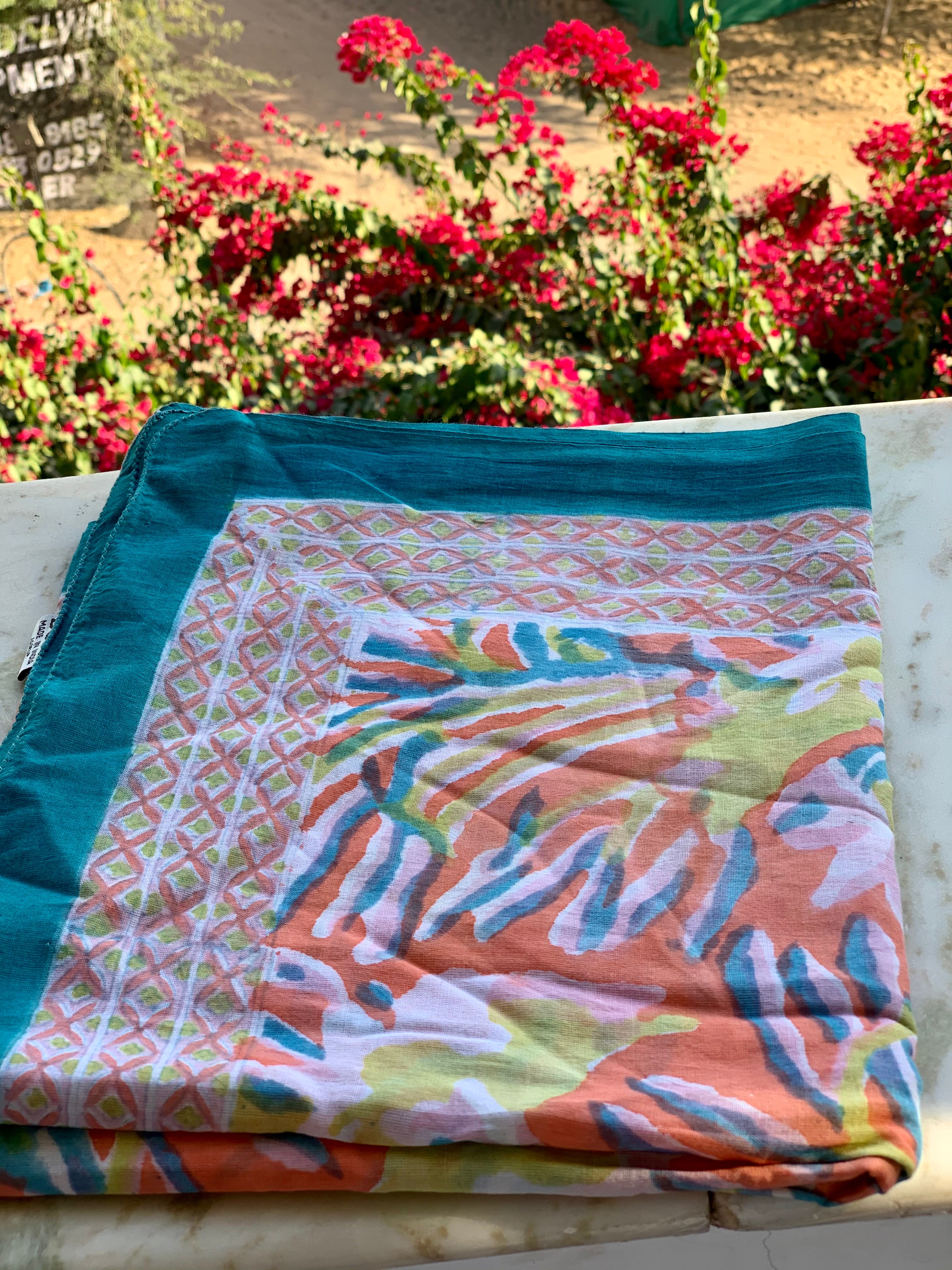 Stylish Cotton Sarong Pareo with Block Print - New Collection for Beach, Pool, and Summer Fashion