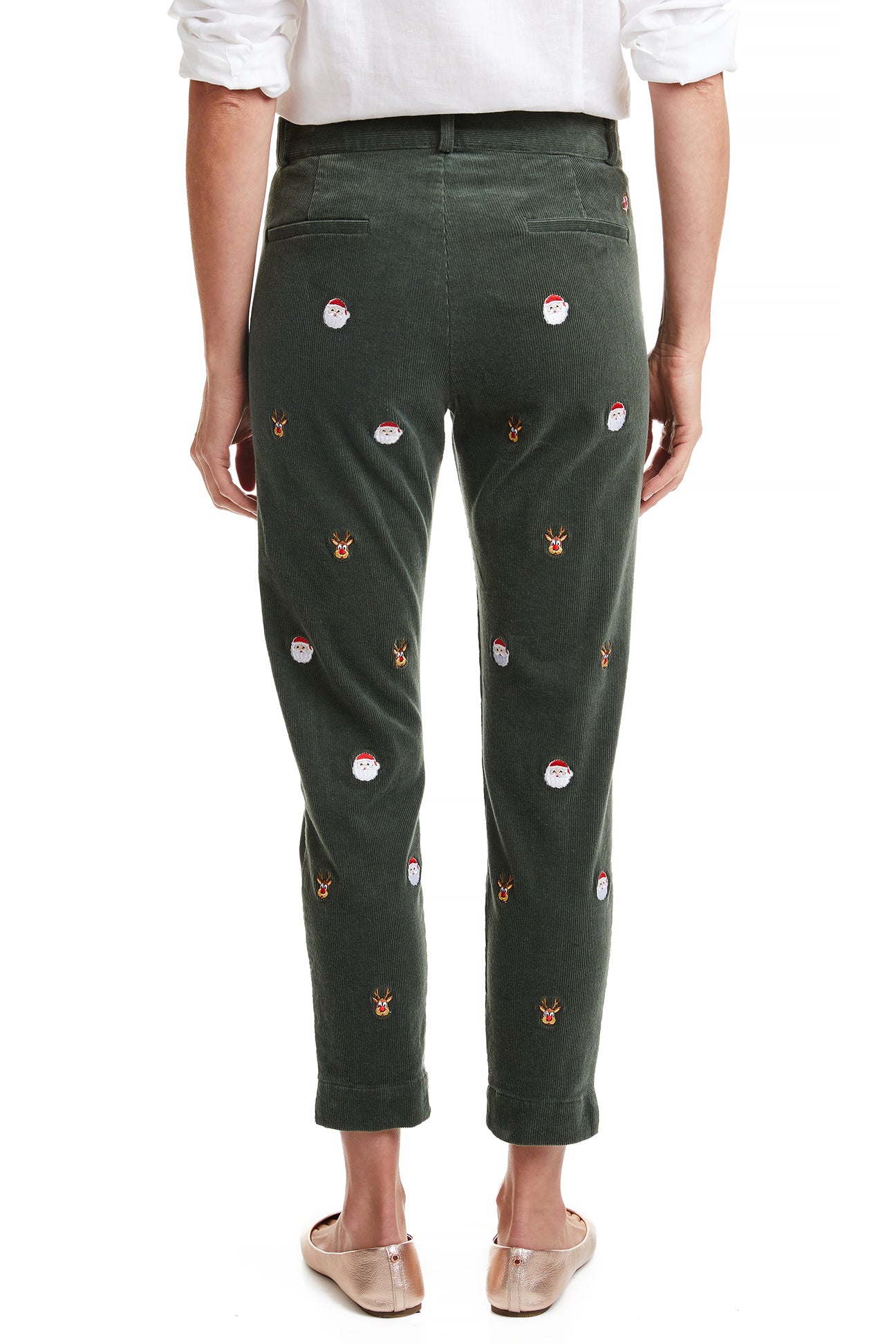 Beachcomber Corduroy Ankle Capri Pants in Olive Green - Comfortable Women's Casual Pants for Christmas Night Out, Holiday Party, and Winter Fashion