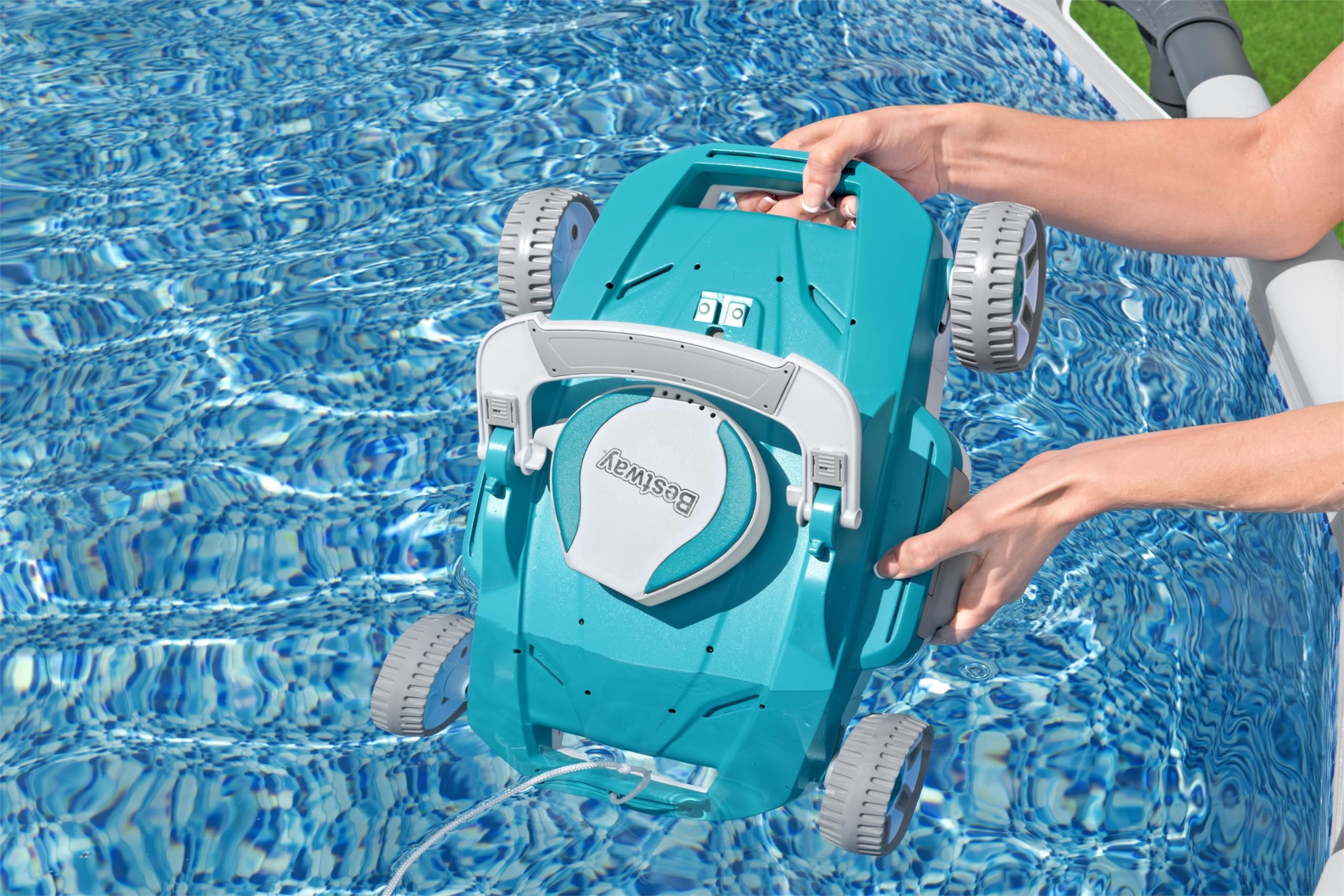 Bestway AquaTronix G200 Cordless Robotic Pool Cleaner - Automatic Vacuum for Flat Bottom Inground & Above Ground Swimming Pools, Cleans Debris Up to 538 SqFt - Perfect for Weekly Pool Maintenance & Seasonal Opening Prep