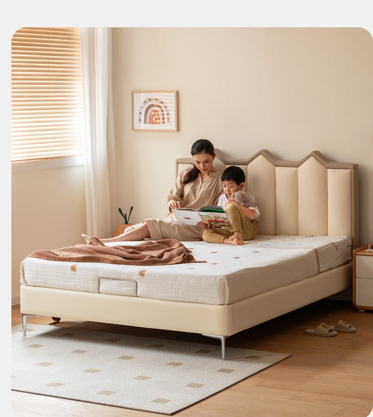 Organic Leather Kids Castle Bed - Cream Style | Safe & Durable Toddler Bed for Boys & Girls | Perfect for Bedrooms, Playrooms & Fantasy Themed Decor