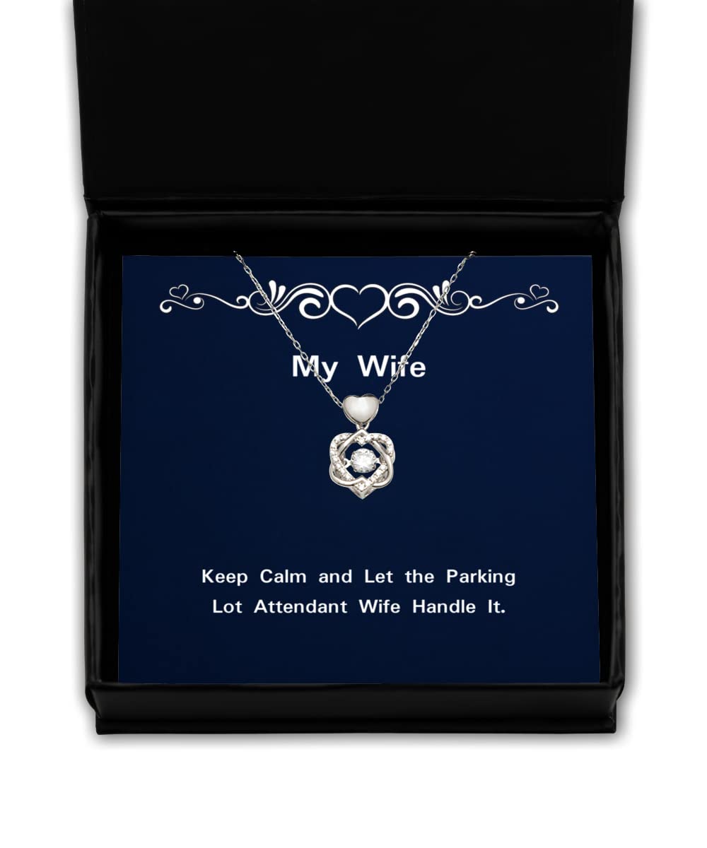 Keep Calm Wife Heart Knot Silver Necklace - Romantic Gift for Her
