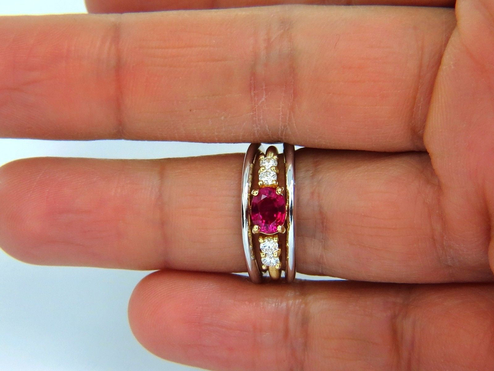 GIA Certified 1.30 Carat Natural Vivid Red Ruby Diamond Ring in 18K Gold Coil Wrap - Elegant Engagement, Wedding & Anniversary Jewelry Gift for Women
