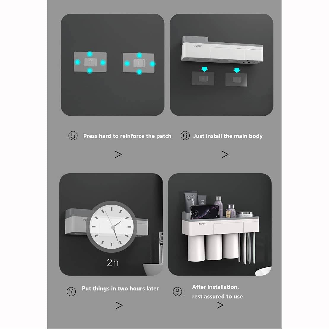 Premium Toothbrush Holder with Mouthwash Cup & Toothpaste Squeezer - 2 Cup Design (Powder) for Bathroom Organization & Countertop Storage