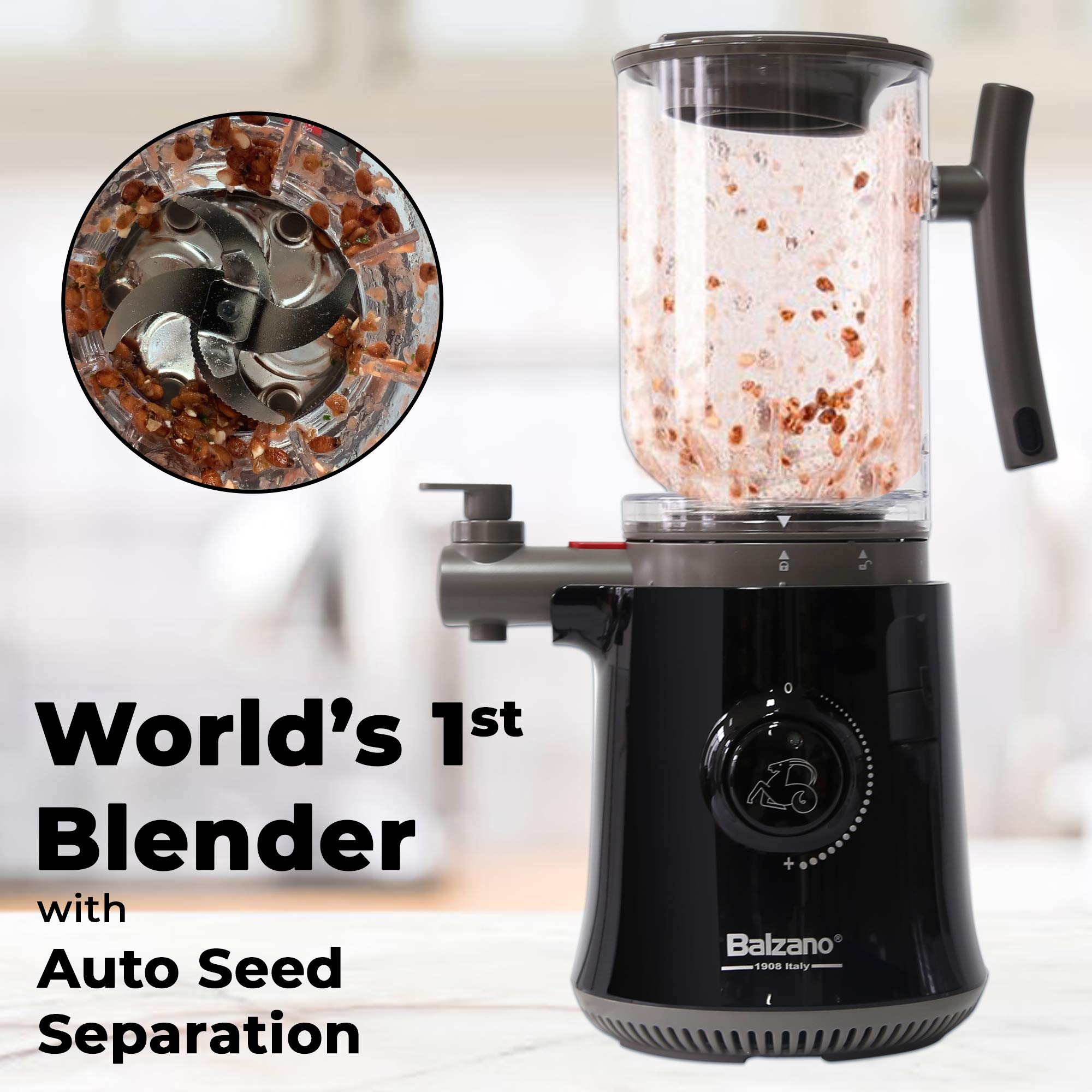 Premium 4-in-1 Yoga Blender with Auto Seed Separation - Compact Smoothie Maker, Juicer & Soup Maker for Immunity Boost - Perfect for Home Gym, Yoga Recovery & Healthy Breakfast - Black