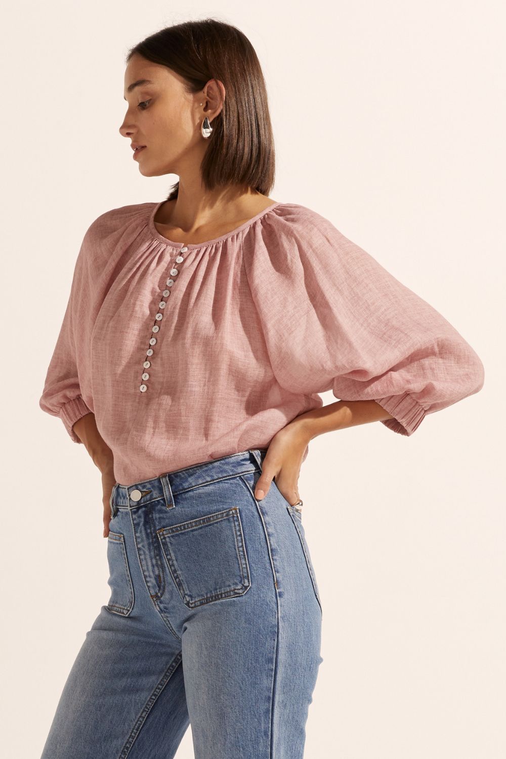 Imbue Petal Front Button Relaxed Top - Comfortable Women's Blouse for Casual Wear, Office & Outings