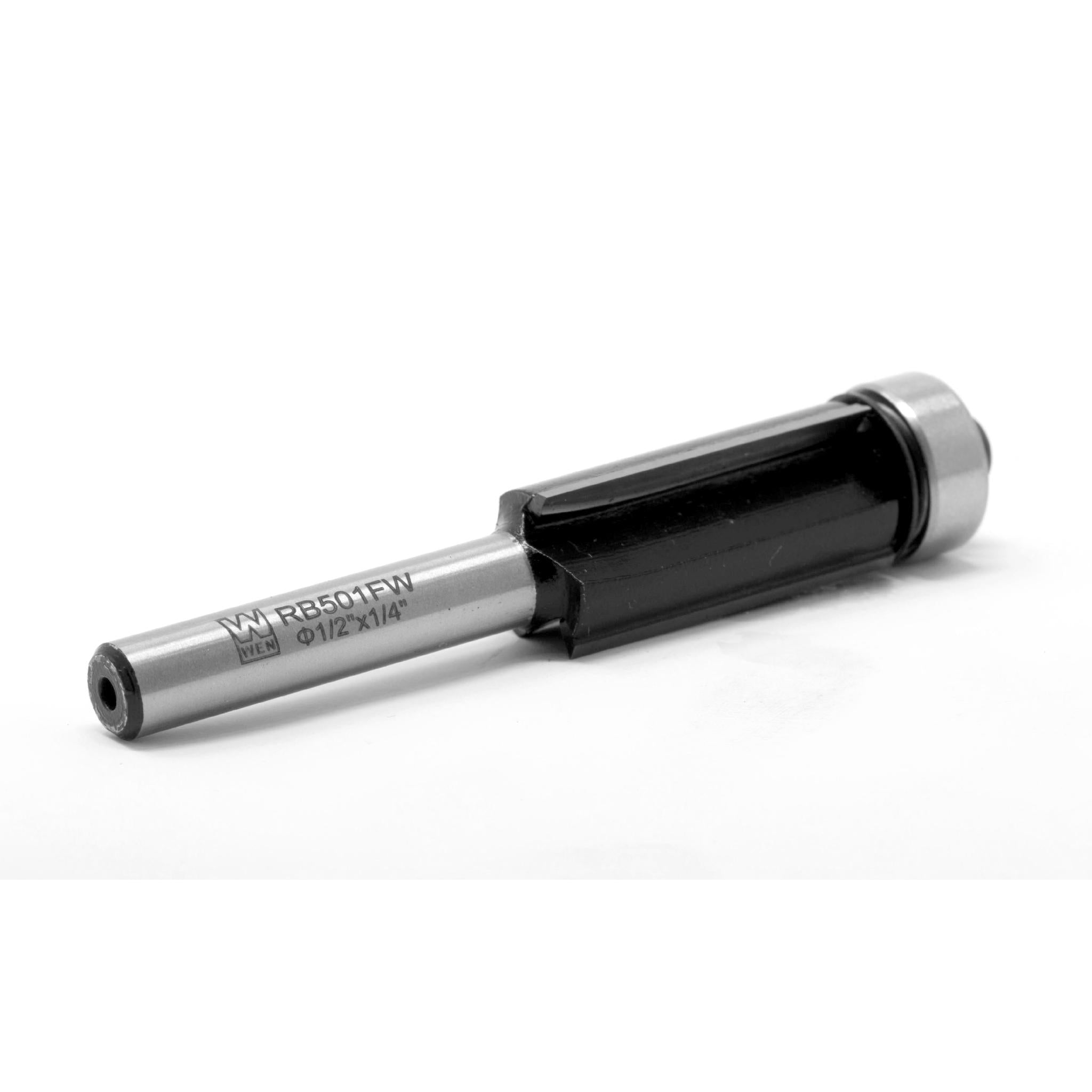 WEN RB501FW 1/2 Inch Flush Trim 3 Wing Carbide Tipped Router Bit with 1/4 Inch Shank - Perfect for Woodworking, Cabinet Making, and DIY Projects