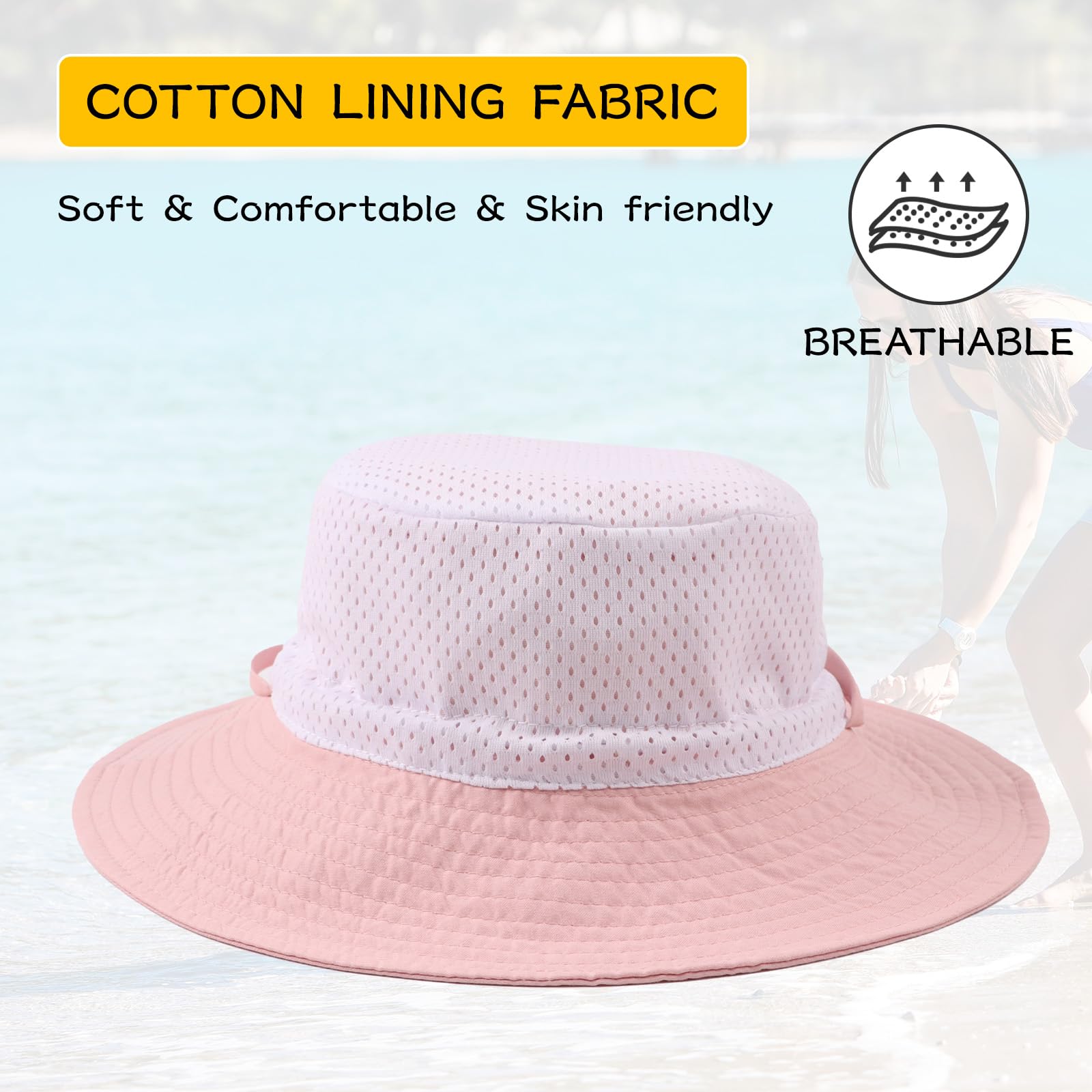 PEECABE Baby Sun Hat for Toddlers - UPF 50+ UV Protection Wide Brim Bucket Hat with Adjustable Chin Strap - Summer Beach, Pool, Outdoor Play & Travel Essential for Boys & Girls