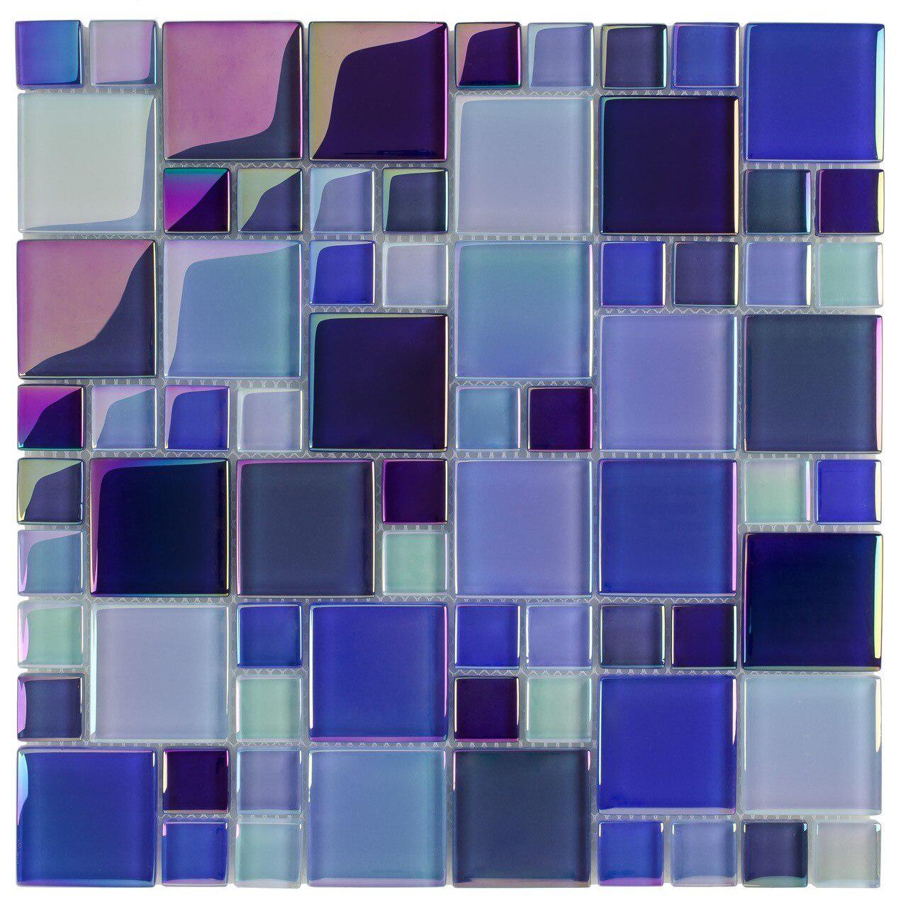 Shimmer Blue Glass Pool Tiles - Random Pattern Mosaic for Swimming Pools, Spas & Backyard Decor
