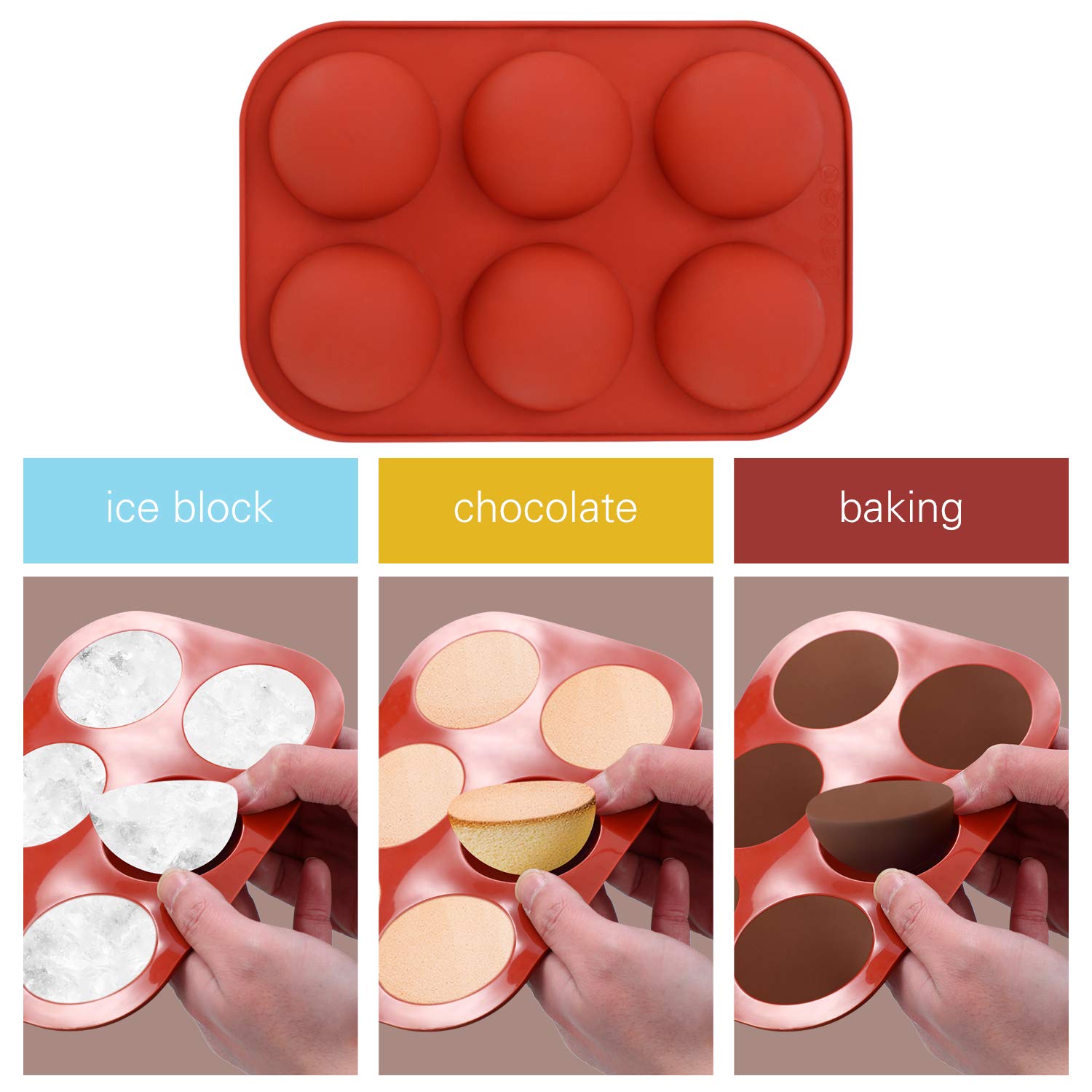 4-Piece Silicone Baking Mold Set for Dome Mousse Cake, Hot Chocolate Bombs & Handmade Soap - 6 Holes Semi Sphere Chocolate Molds for DIY Desserts, Hot Cocoa Balls, Jelly Dome Cakes - Perfect for Holiday Baking, Party Treats & Homemade Gifts