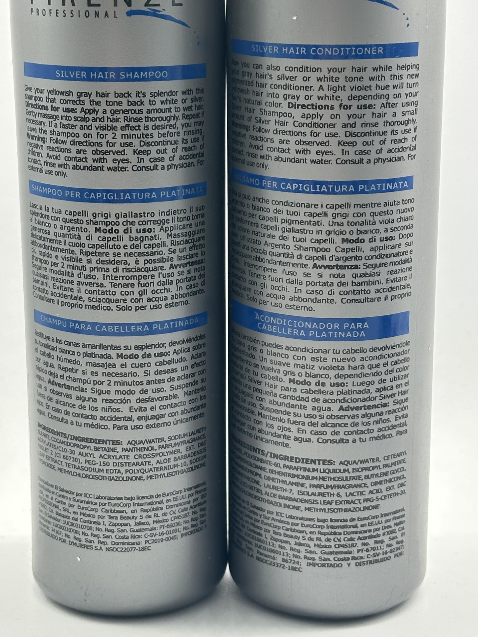 Silver Hair Care Set - Shampoo 10.1 oz, Conditioner 10.1 oz, Hair Mask Treatment 13.5 oz + Protein Spray 10.1 fl oz with Free Lip Gloss 10ml | For Gray & Blonde Hair Maintenance | Salon-Quality At-Home Treatment for Shine & Color Protection