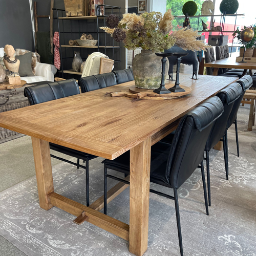 Loire Elm Dining Table 240cm - Solid Wood Farmhouse Dining Table for 8-10 - Perfect for Family Gatherings & Dinner Parties