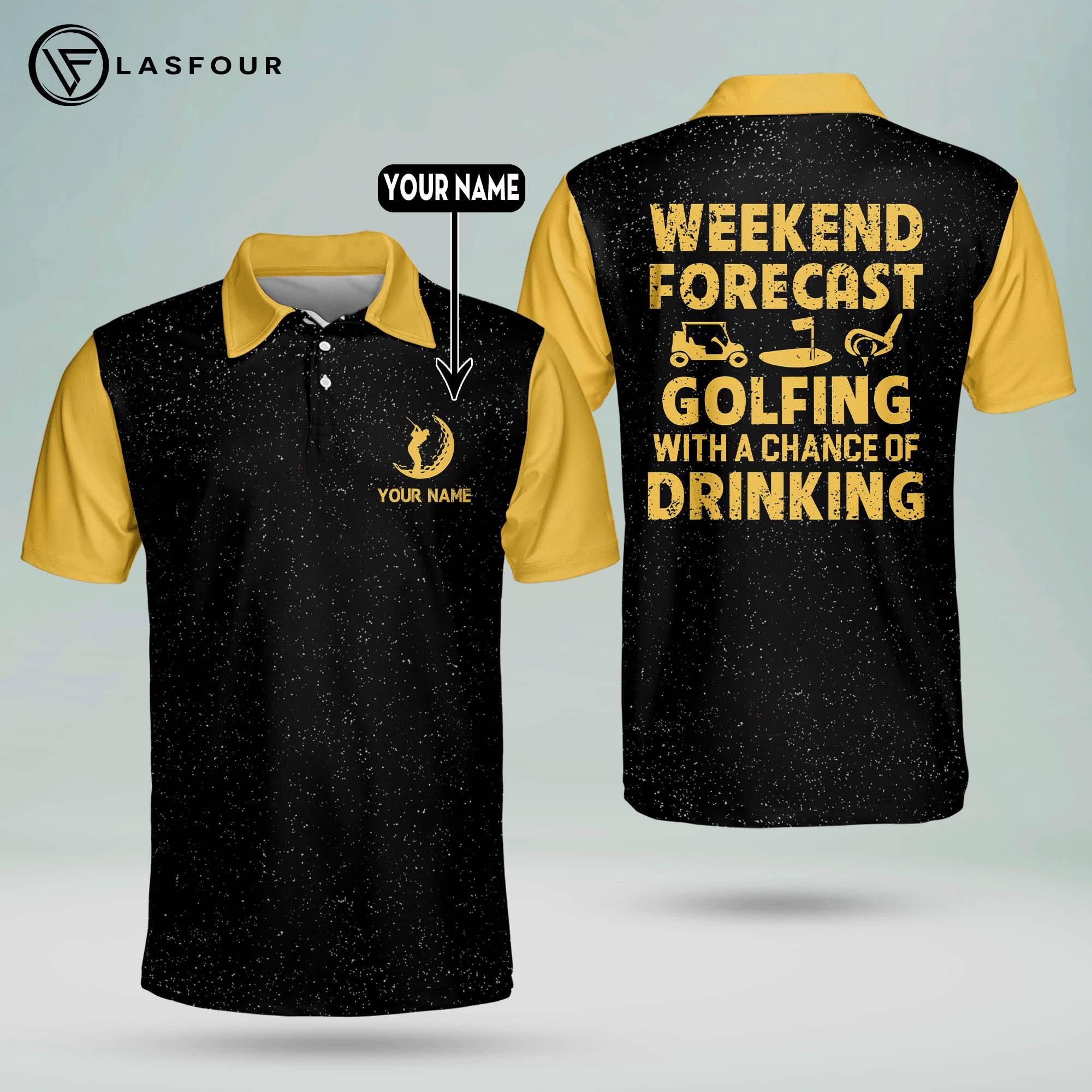 LASFOUR Custom Funny Golf Shirts for Men - Moisture Wicking Dry Fit Short Sleeve Polo Shirts - Patriotic & Novelty Golf Apparel - Perfect for Golf Tournaments, Casual Wear & Father's Day Gifts