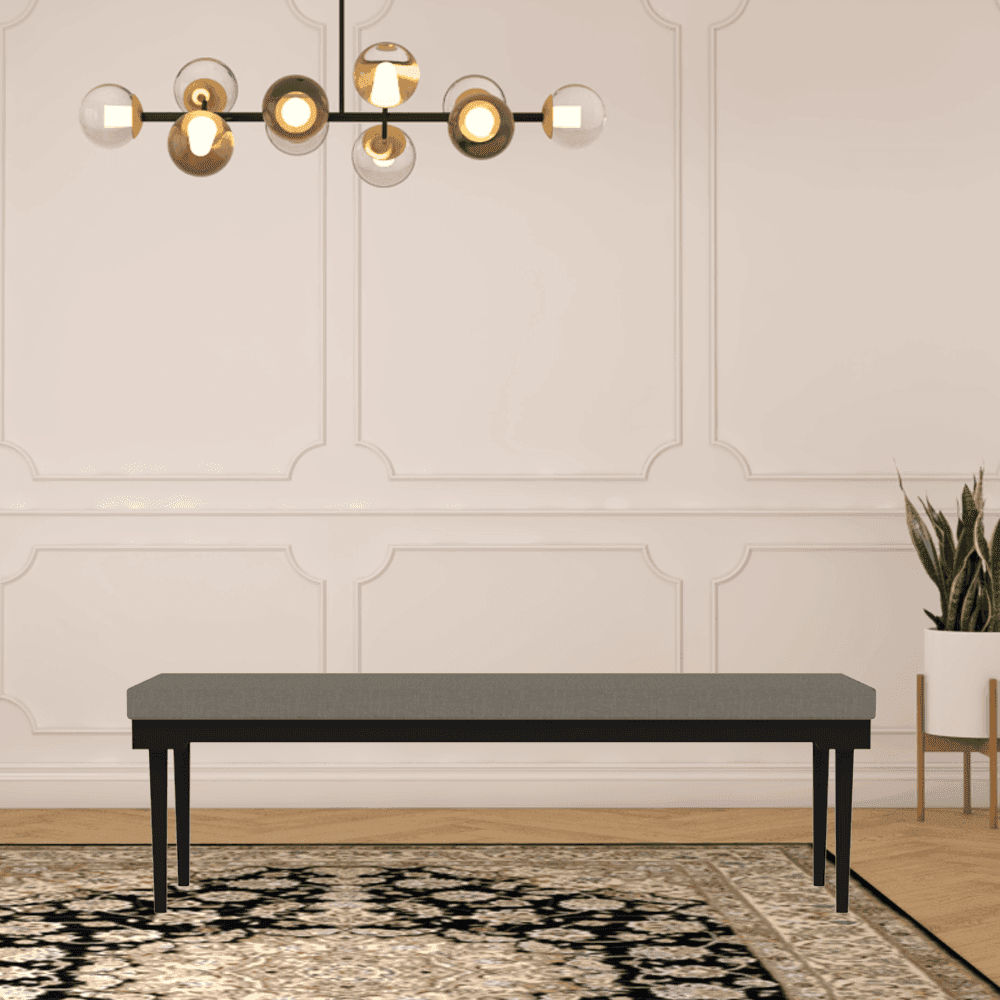 Duke Faux Leather Dining Bench - Modern Upholstered Kitchen Bench Seat with Metal Legs, Perfect for Dining Room, Kitchen Island, Entryway & Breakfast Nook