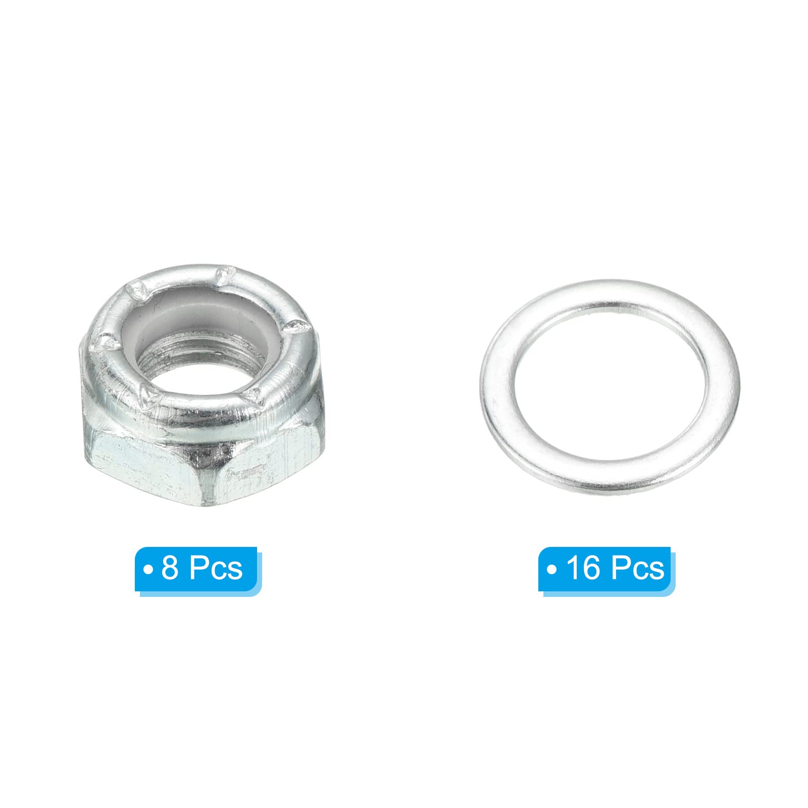 PATIKIL Skateboard Lock Nuts Set - 8PCS Skateboard Truck Axle Washers & Spacer Hardware Repair Kit for Longboard, Cruiser, Street Skateboards - Durable Replacement Parts for Skateboard Maintenance & Upgrades