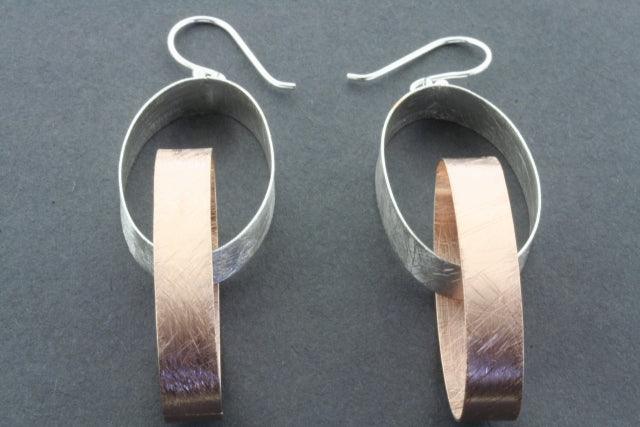 Rose Gold Plated Double Oval Ribbon Earrings - Elegant Dangle Earrings for Women, Perfect for Parties, Weddings & Everyday Wear