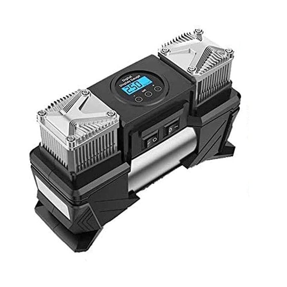 KEDUODUO Portable Digital Tire Inflator with Gauge - 120PSI Heavy Duty Dual Cylinder Air Compressor, Auto Shut Off for Cars, SUVs, Bikes & Motorcycles - Perfect for Road Trips, Emergency Flat Tires & Home Garage Use