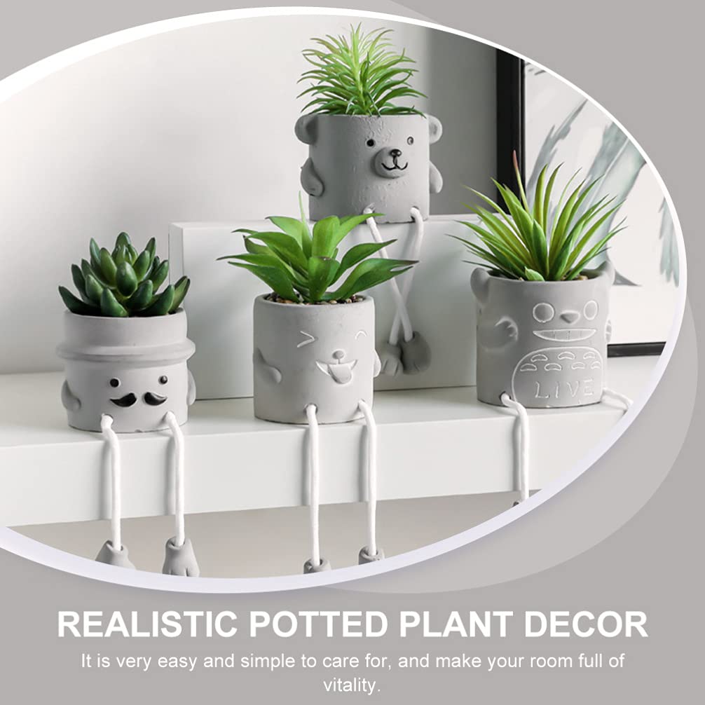 Wakauto 1PC Artificial Potted Plant - Fake Green Potted Shelf Decor, Mini Faux Plants for Home Office Desk, Simulation Bonsai Planter, Plastic Potted Plants for Indoor Decor, Living Room, Bedroom & Bathroom Decorations