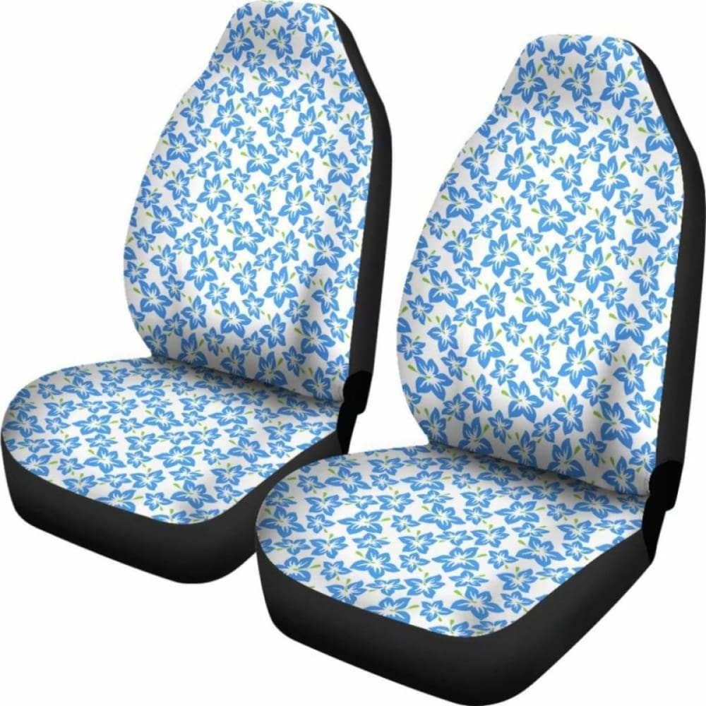 Blue Tropical Flowers Seat Covers for Car - Waterproof & Universal Fit - Perfect for Beach Trips & Summer Road Travel