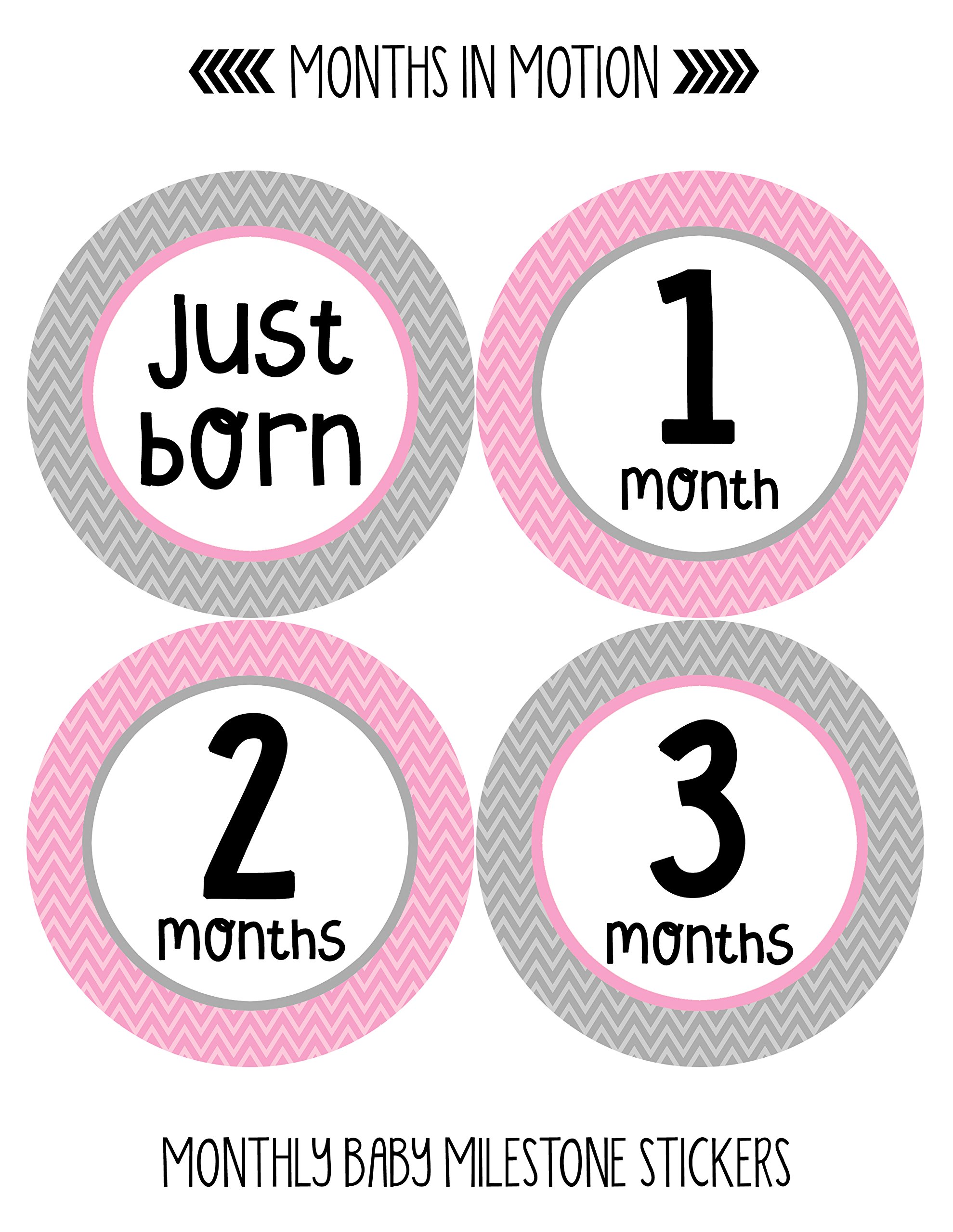 Baby Monthly Milestone Stickers for Newborn Girls - Set of 20 Adhesive Photo Props - Perfect for Baby's First Year, Monthly Photos, Scrapbooking & Nursery Decor