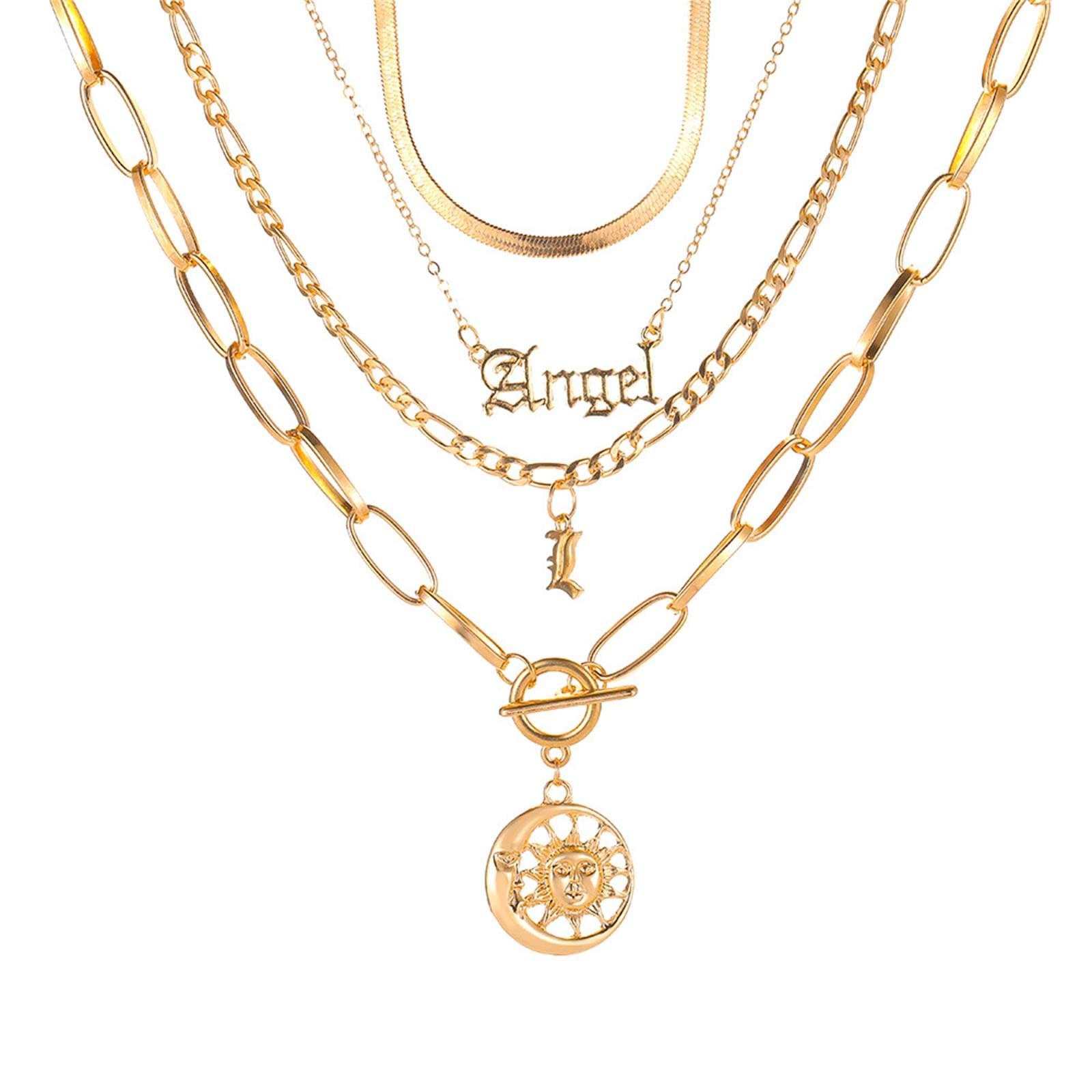 Shiusina Handmade Gold Layered Necklace for Women - Adjustable Y Choker with Dainty Pearl Pendant, Multilayer Disc Bar Necklace Jewelry | Perfect for Layering, Everyday Wear, Date Night & Special Occasions