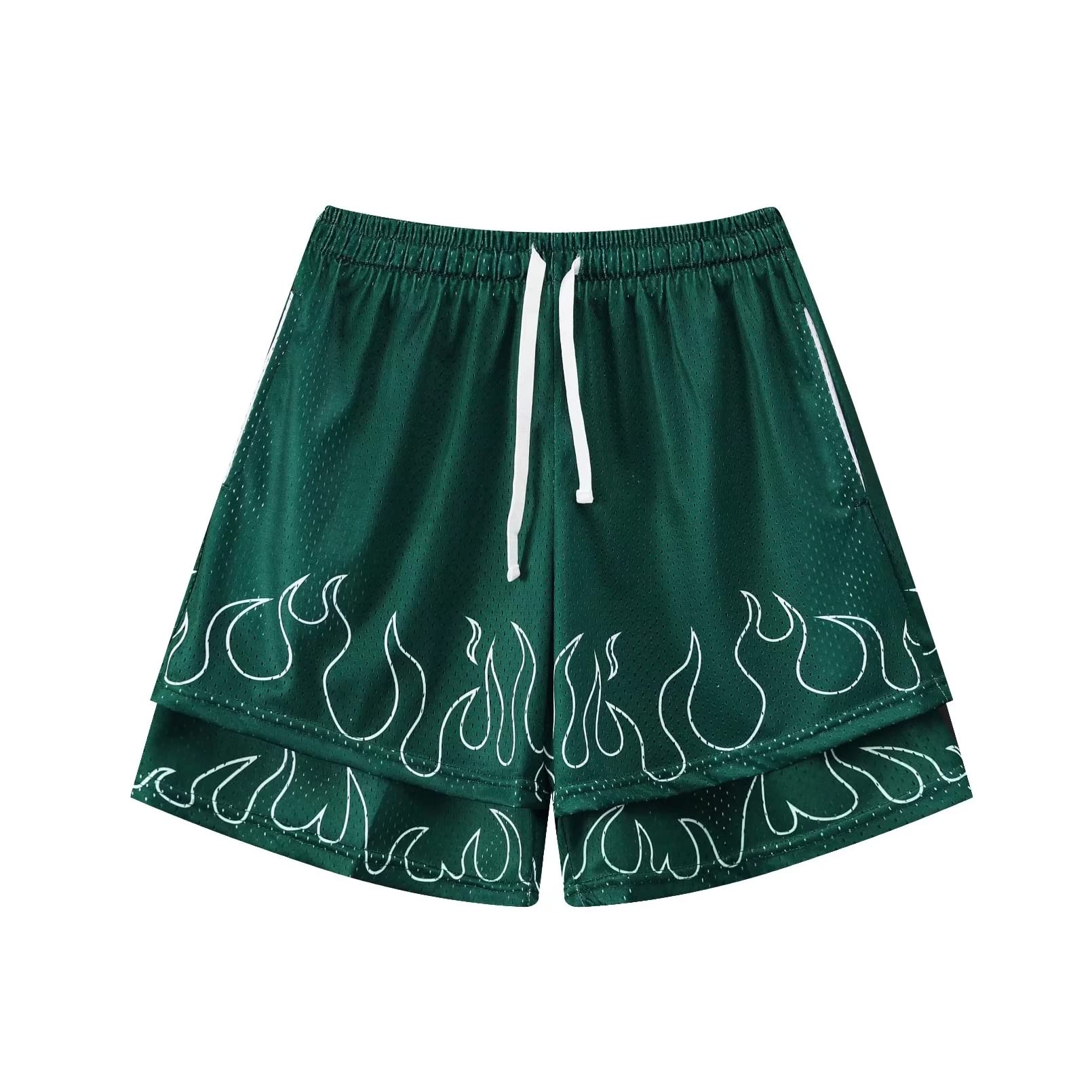 BOOMLEMEN Men's Basketball Shorts - Breathable Mesh Gym Workout Shorts with Graphic Print for Running, Training & Casual Wear - Perfect for Basketball, Jogging and Outdoor Sports