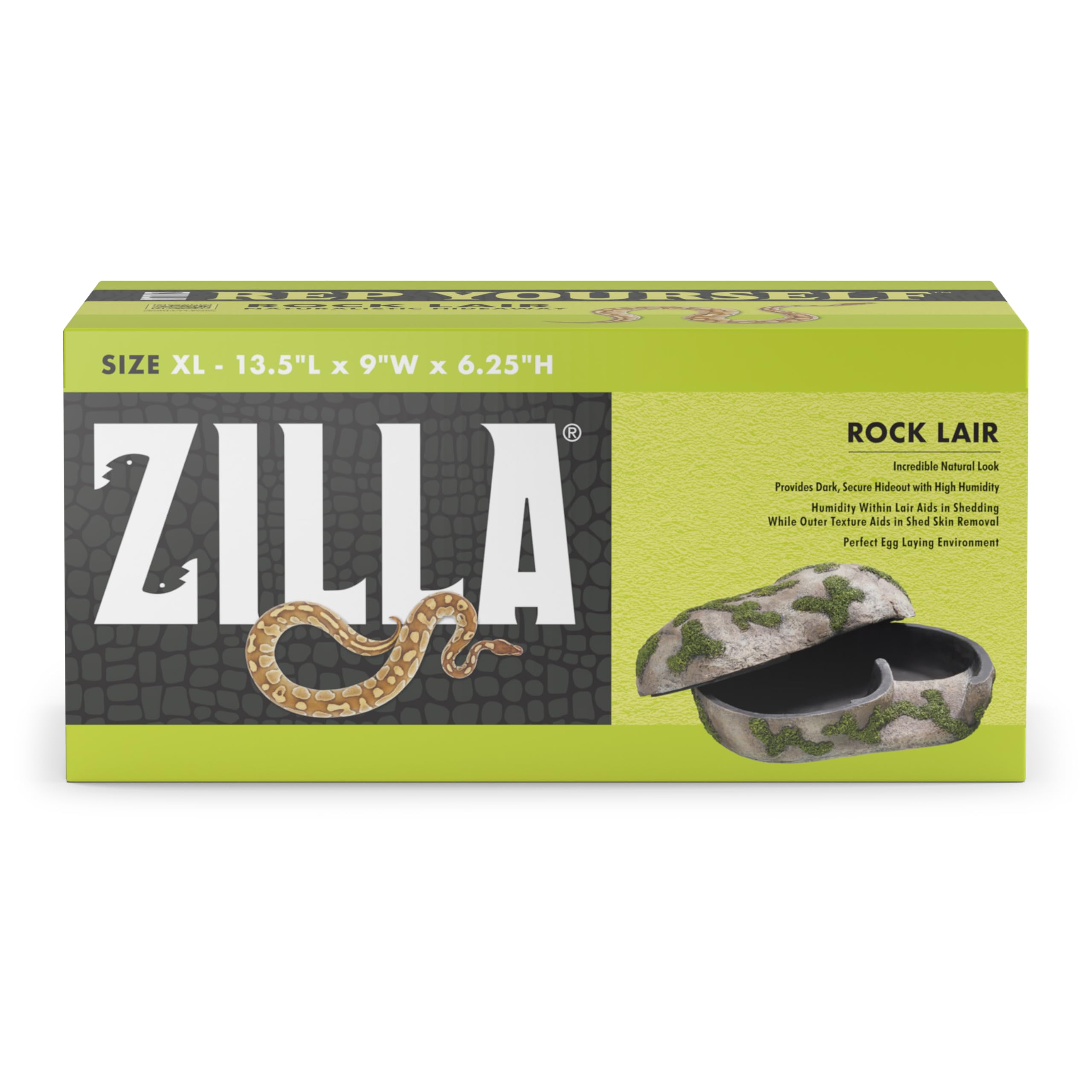 Zilla Pet Terrarium Rock Lair Hideout - X-Large Reptile Cave for Lizards, Snakes & Amphibians - Natural-Looking Habitat Decor for Terrariums & Vivariums